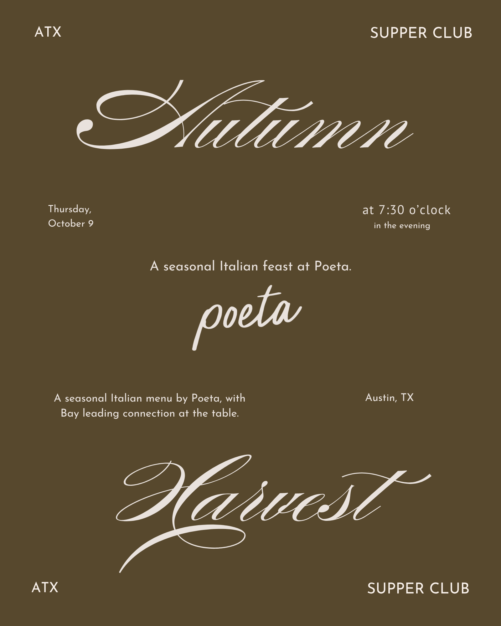 Autumn Harvest: Poeta x ATX Supper Club
