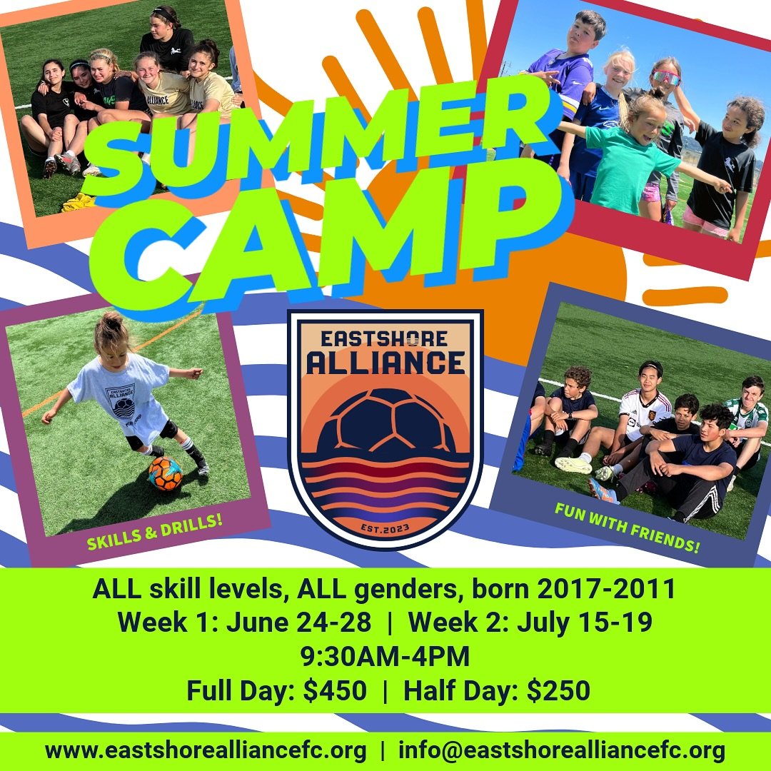⚽️ Join us this summer for exciting weeks of soccer fun at our Summer Soccer Camp! 🌞

All skill levels and genders born between 2017-2011 are welcome.

Choose from two action-packed weeks: 

Week 1 (June 24-28) 
or
Week 2 (July 15-19),

from 9:30AM-