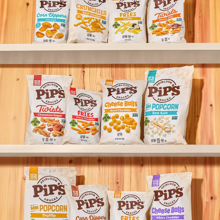 Image of products from Pipcorn Snacks, a bipoc style brand featured in Katie Colley's brand Library