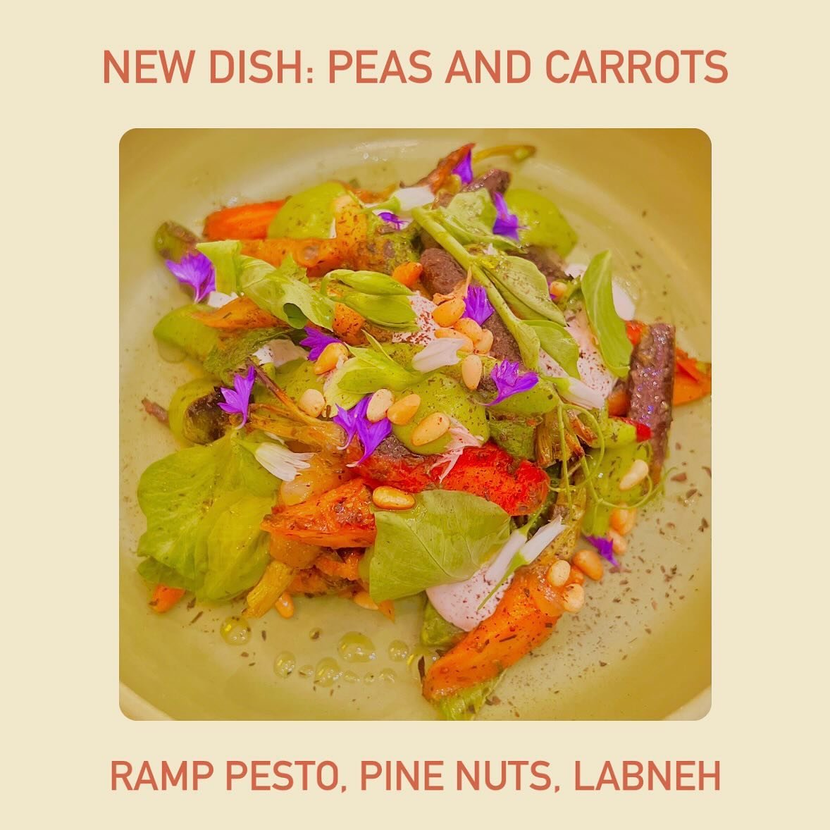 &ldquo;Jenny and me was like peas and carrots.&rdquo; &mdash; did you know our owner Jonny Barr @jbugibarr loves &ldquo;Forest Gump&rdquo;? 

*NEW* dish 🫛 🥕 
Peas &amp; Carrots: Ramp Pesto, Pine Nuts, Labneh 

Developed by Chef @jesus_d12 
Ceramics