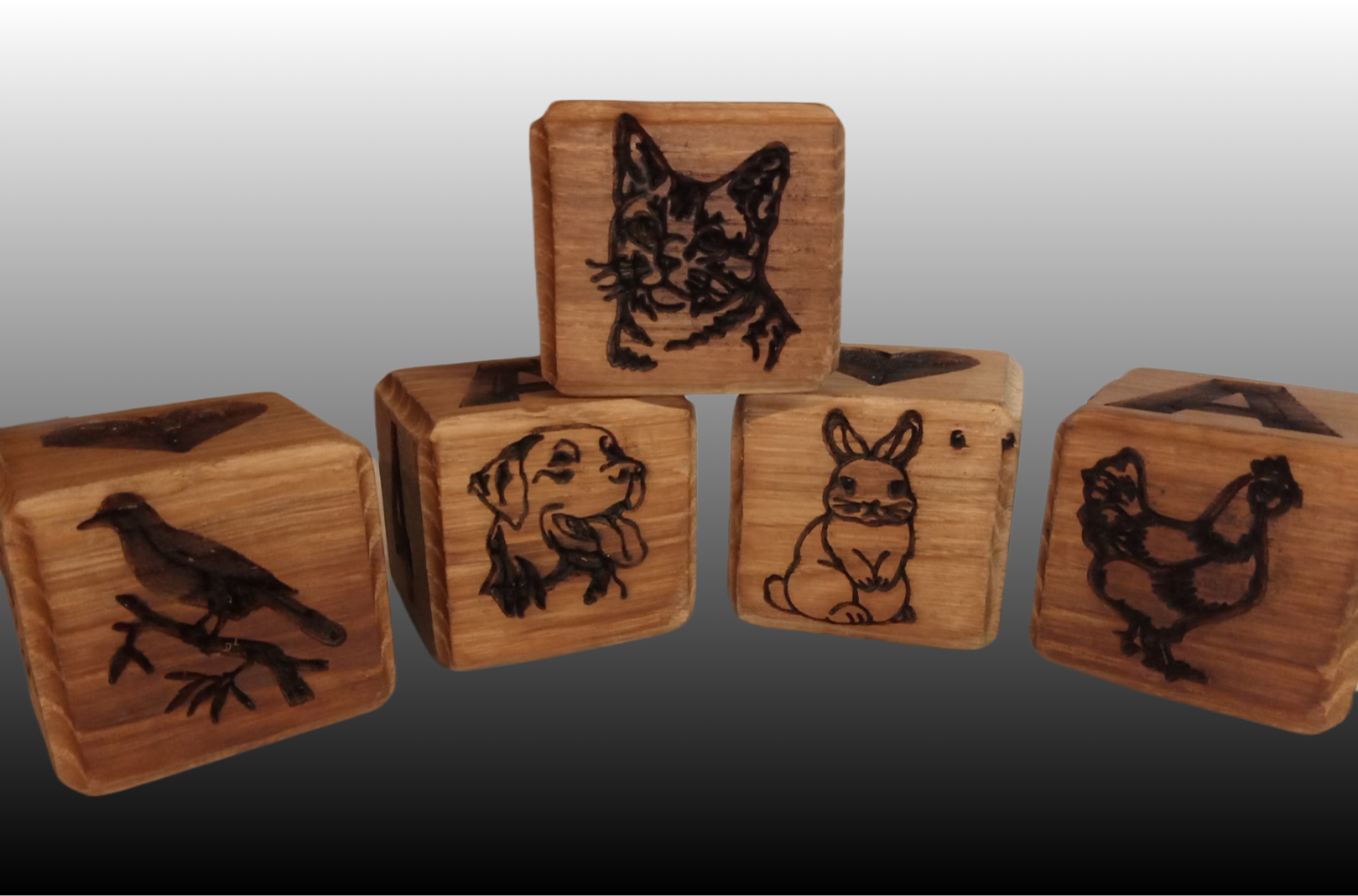 Personalised oak blocks for infants