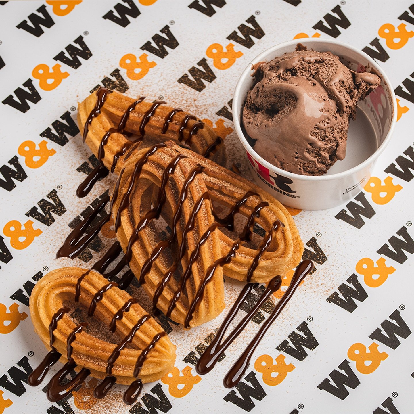 Hop into a sweeter Easter weekend! 🐰✨ 

Indulge in our crispy churros, drizzled with chocolate sauce and served with your choice of world-famous Baskin-Robbins ice cream.