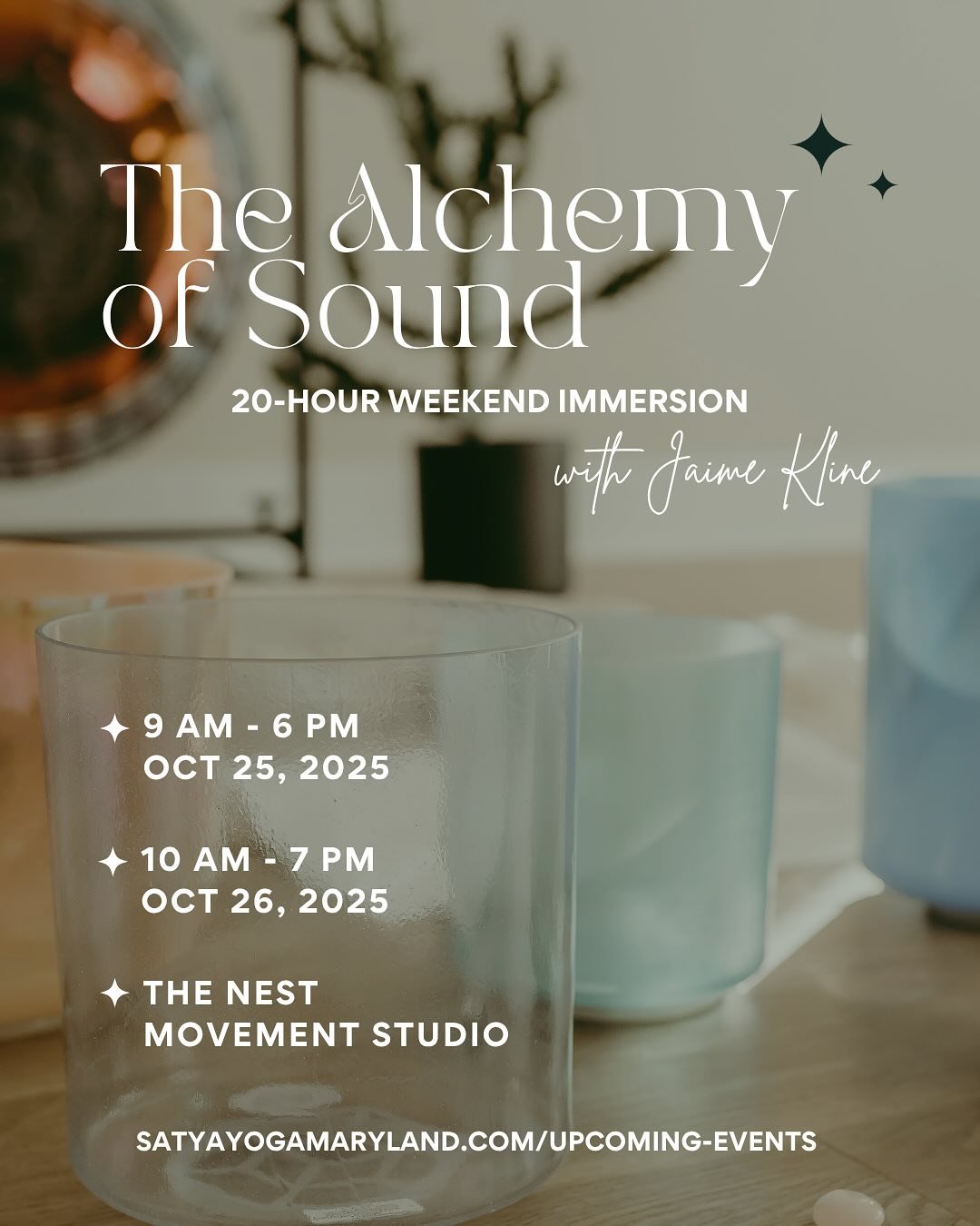 ANNOUNCEMENT NEW TRAINING ✨

The Alchemy of Sound: 20-Hour Weekend Immersion
⁣
This 20-hour in-person training is a foundational journey into the art and science of sound healing, designed to help you begin or deepen your path as a sound practitioner