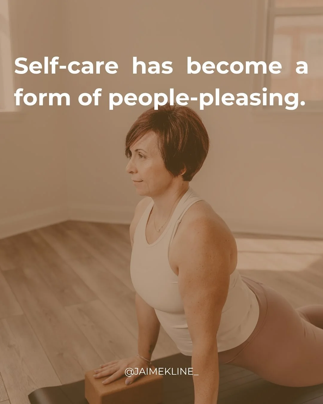 Self-care has become another form of people pleasing. 

To live your life &ldquo;well&rdquo;, you should:

✅ Meditate daily 
✅ Journal for 30 minutes
✅ Drink your green juice
✅ Eliminate caffeine
✅ Hit the gym before work
✅ Walk 10,000 steps
✅ Make t