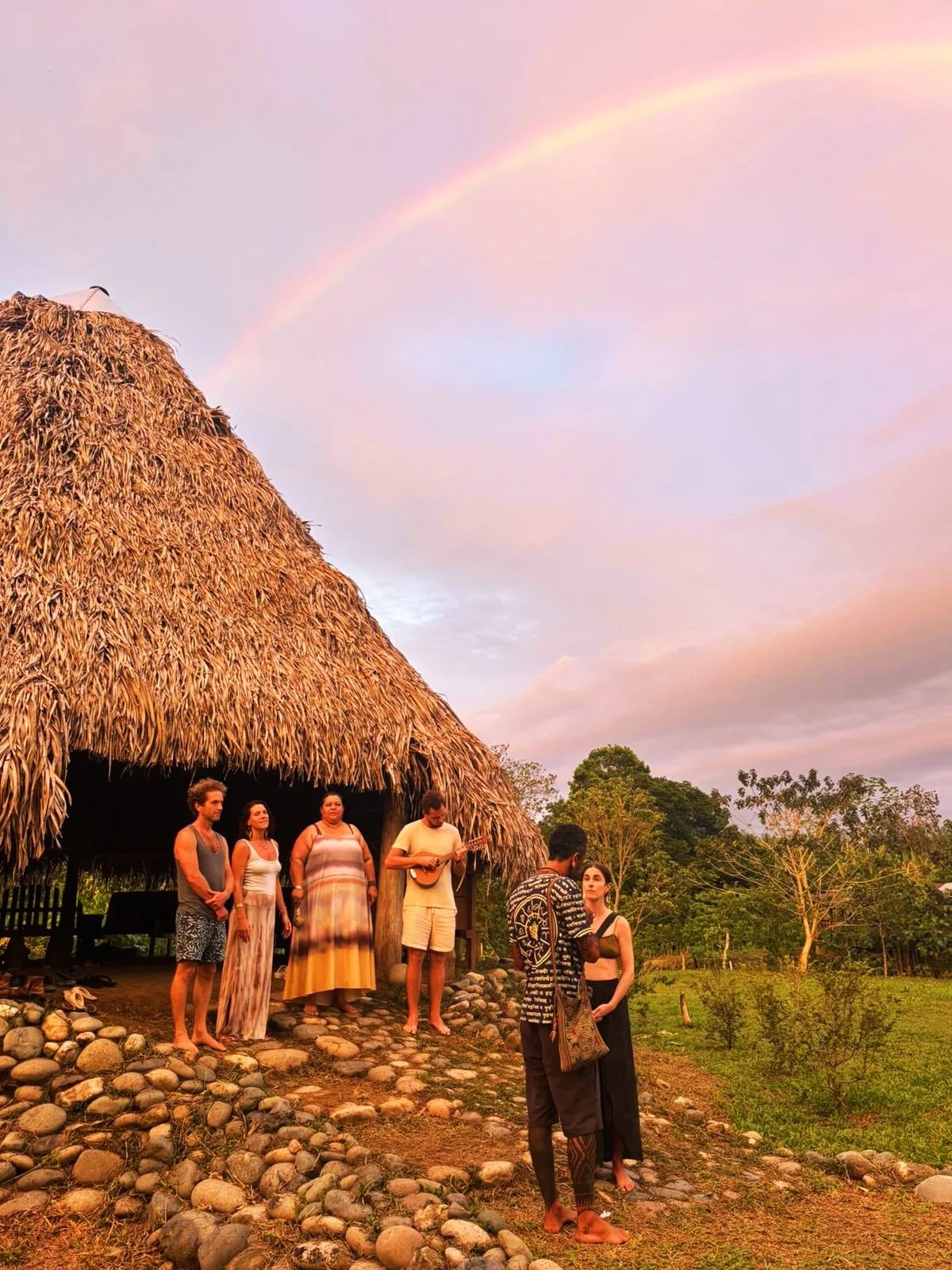 Back from the jungle and still integrating after two weeks that felt like multiple lifetimes.

These are a few of my favourite moments, but that first photo outside a maloca, surrounded by friends, elders, and a rainbow, about to get rocked by ceremo
