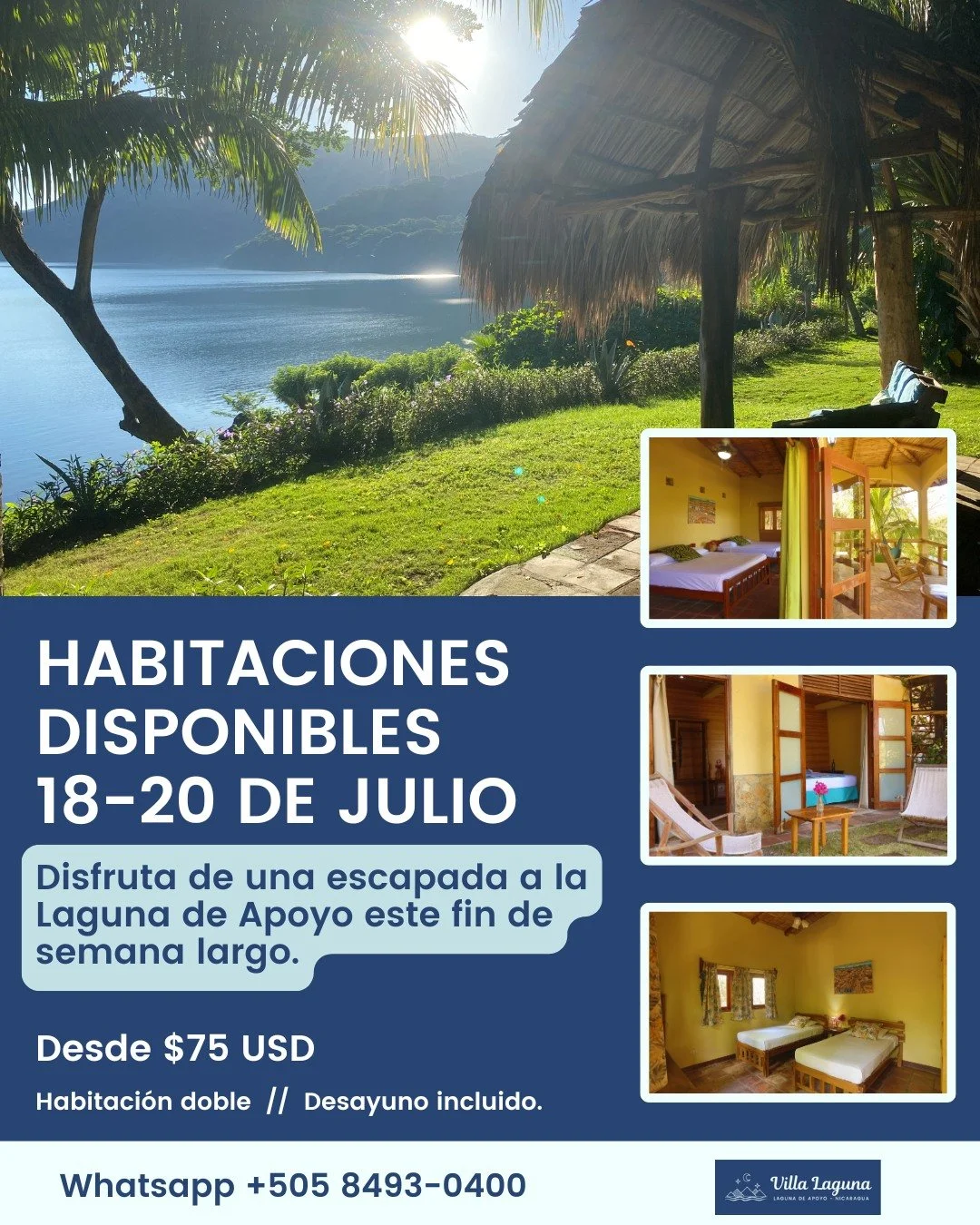 🌿 &iquest;A&uacute;n sin planes para el fin de semana largo?

Tenemos una oportunidad que casi nunca ocurre en Villa Laguna.

Normalmente la propiedad se alquila completa para grupos y retiros, por lo que rara vez ofrecemos habitaciones individuales