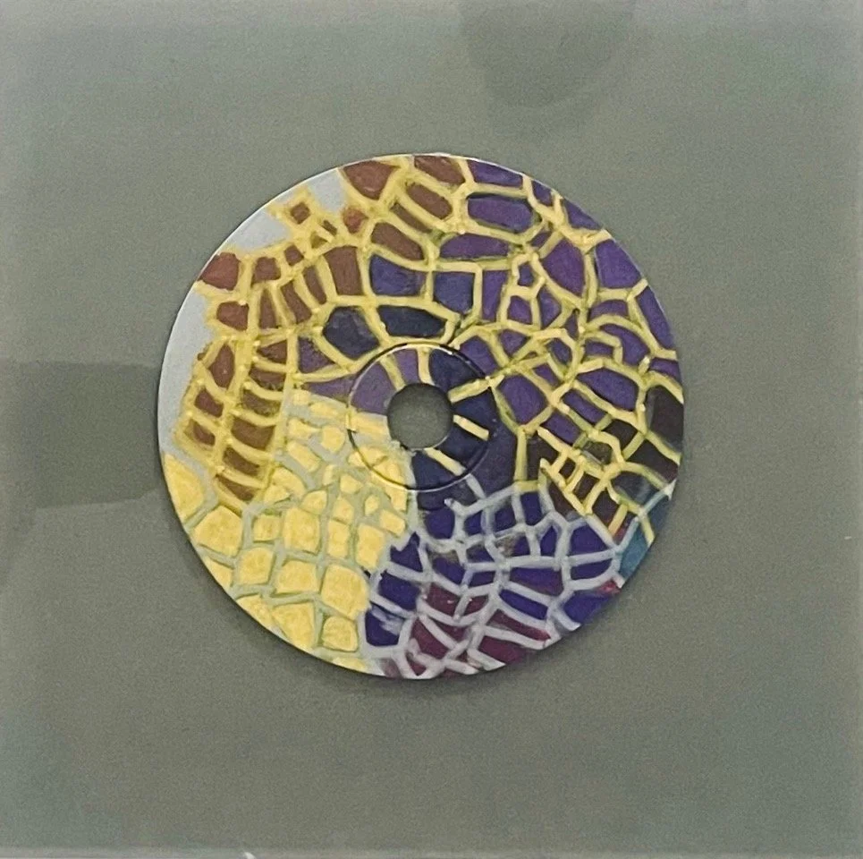 Golden Web_Painted CD on 8x8_acrylic panel.jpeg