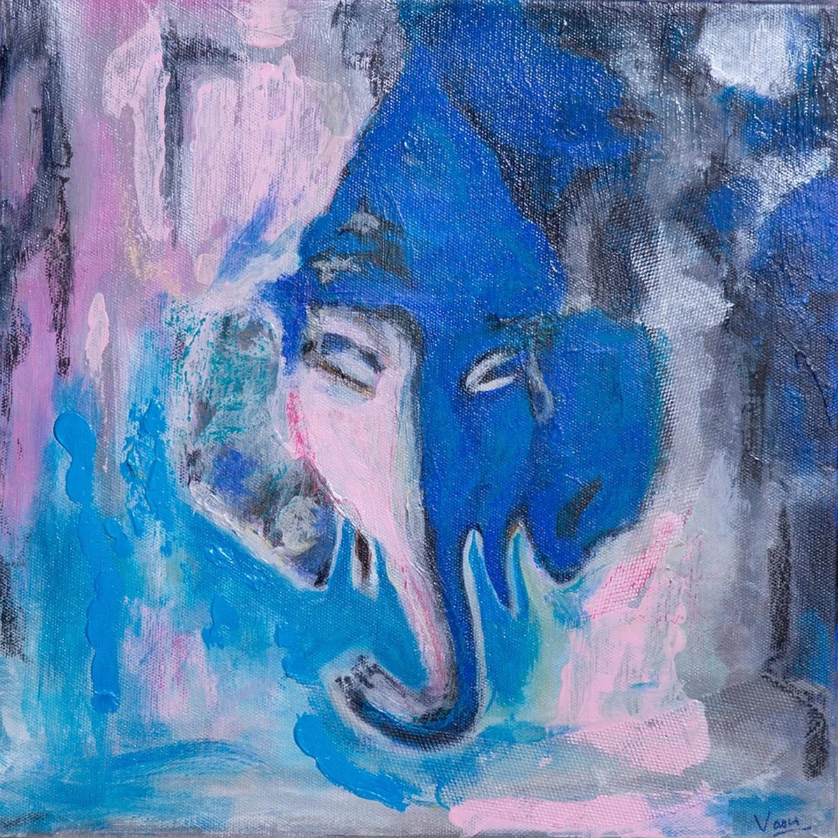 Blue and Pink Ganesha head