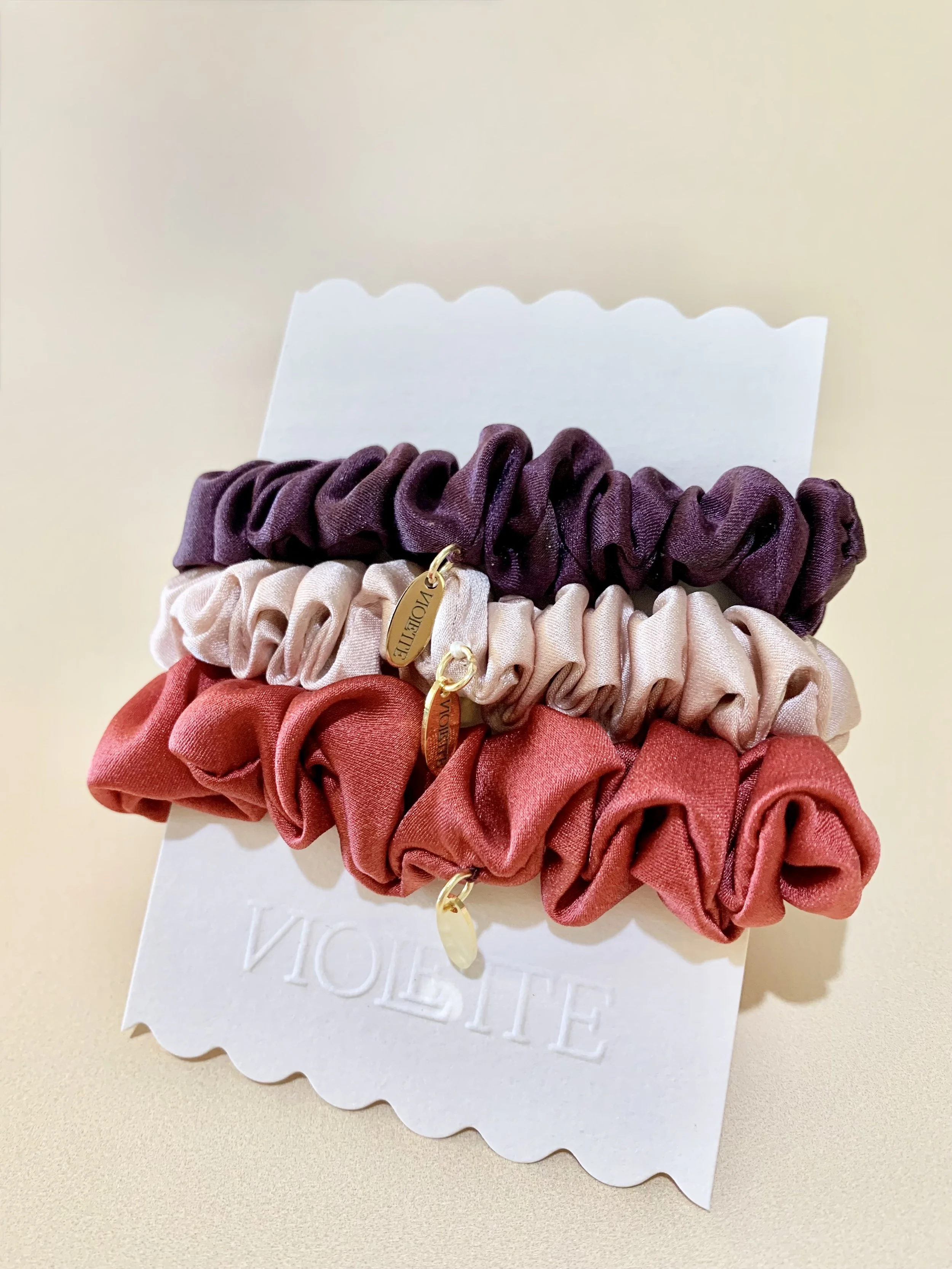 Violette silk accessories and gifts - naturally dyed with botanicals and blooms - Australian Made - Berry Merry Christmas Silk Scrunchies 2.jpeg