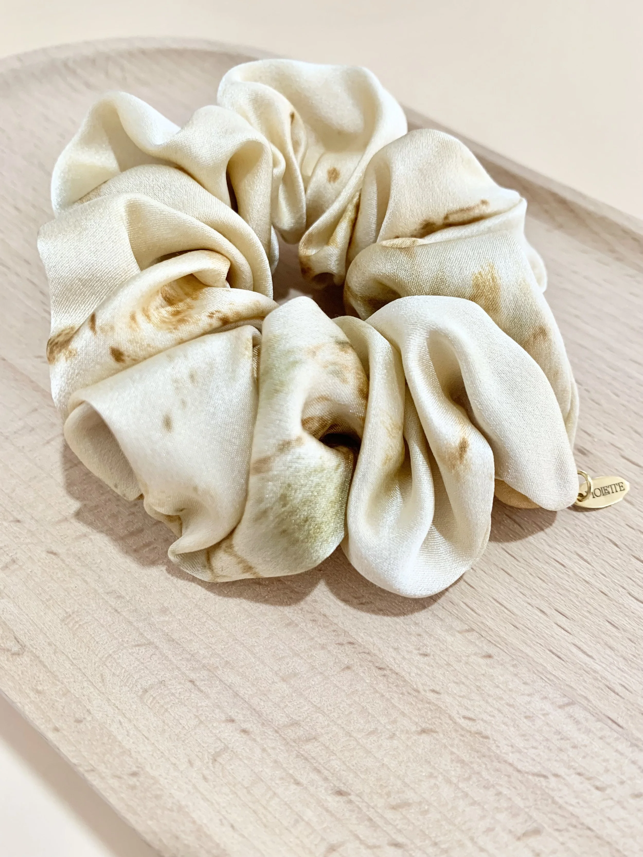 Violette silk accessories and gifts - naturally dyed with botanicals and blooms - Australian Made - Golden Hazel Petite Silk Scrunchie 7.jpeg