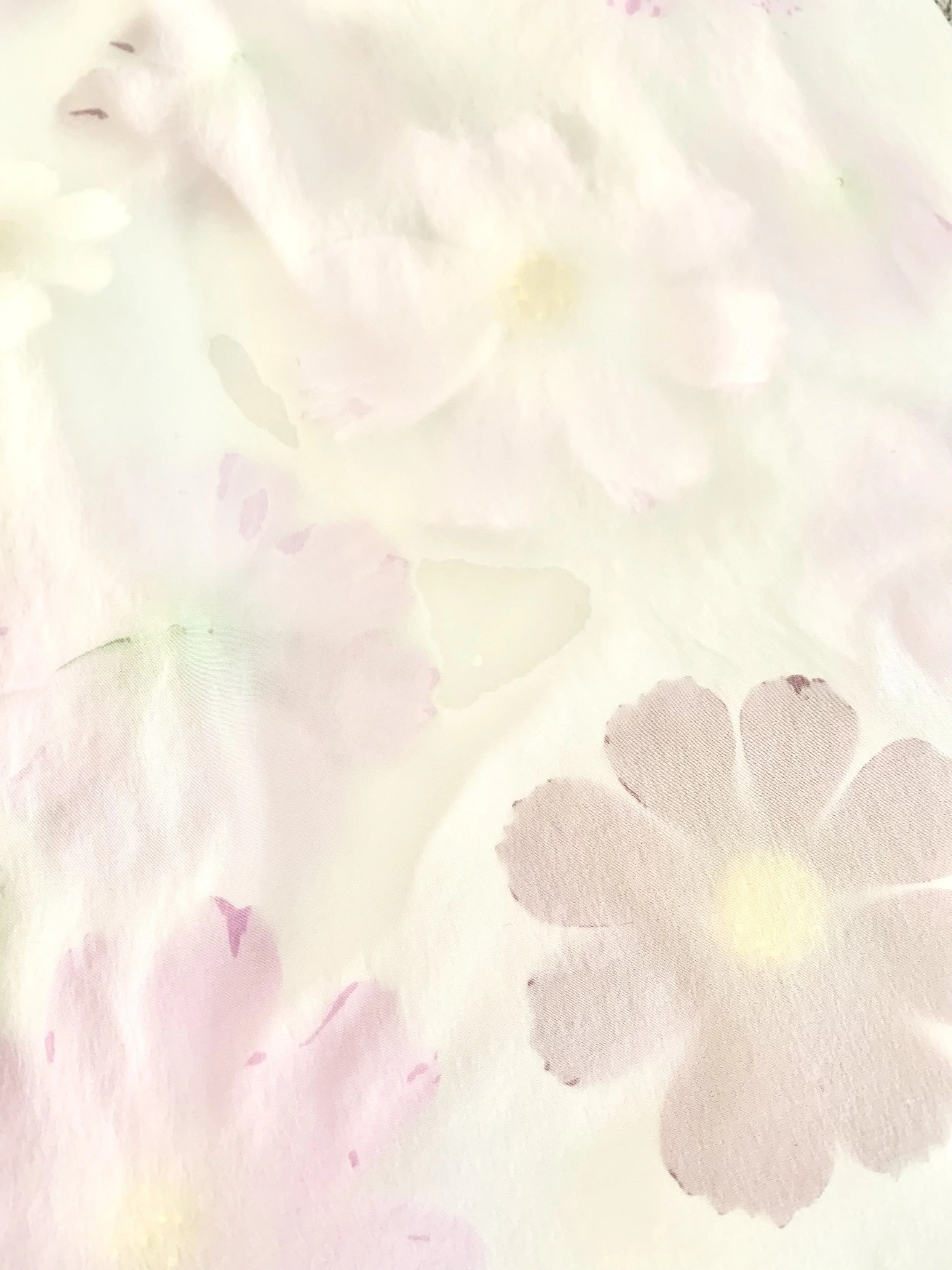 Flowers under layer of wet silk