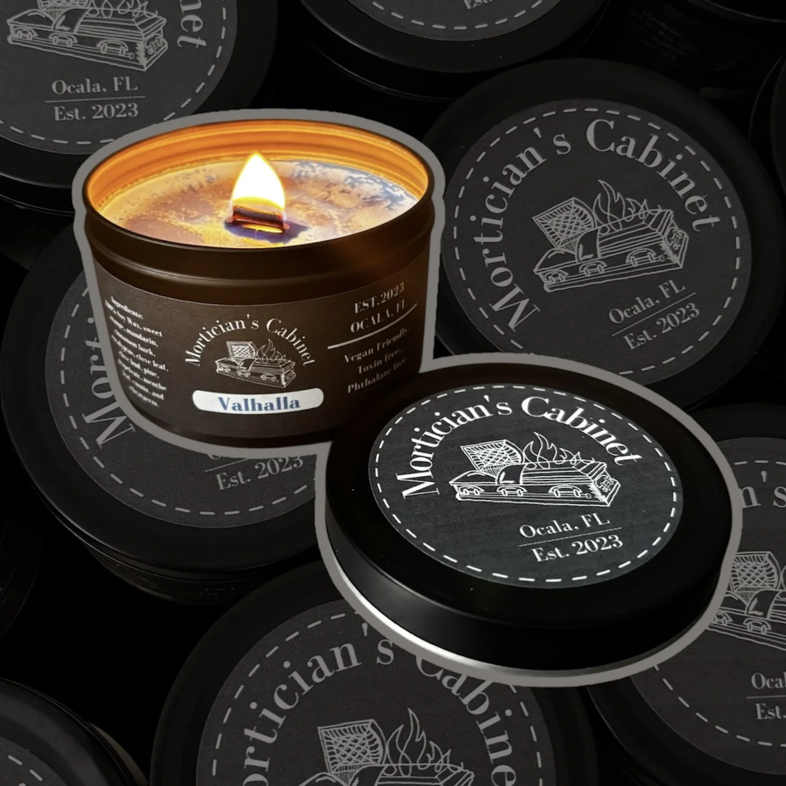 Vahalla - sweet orange, mandarin, cinnamon bark, eucalyptus, clove leaf, clove bud, pine, grapefruit, mentha leaf, cumin, and wheatgerm. - 7oz