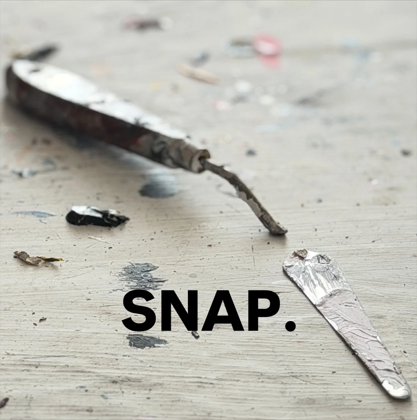 SNAP.
The sound stopped me.
I paused, shocked.
Did that just happen?

This palette knife was my go-to tool, the one I reached for when I wanted to try something different.
Long, triangular, moving paint across the surface just right.

It broke mid se