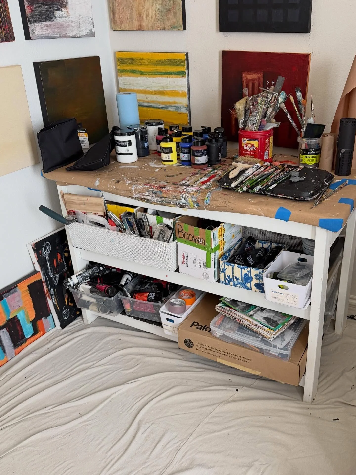 Sometimes you need to reboot your entire process.

Moved to the easel from the table to paint and then moved to the floor. 

Started testing ideas in sketchbooks. 
Built a beta phase before moving to canvas.

This sketchbook is Beta Version 1.0, my t