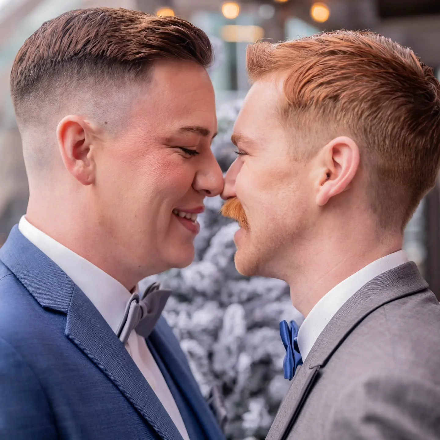 To truly capture the magic of this Frosted Romance editorial, I wanted to work with a real couple, not just models.

I was lucky enough to be introduced to Mac and Erik. On top of looking amazing in their suits, you could tell their love for each oth
