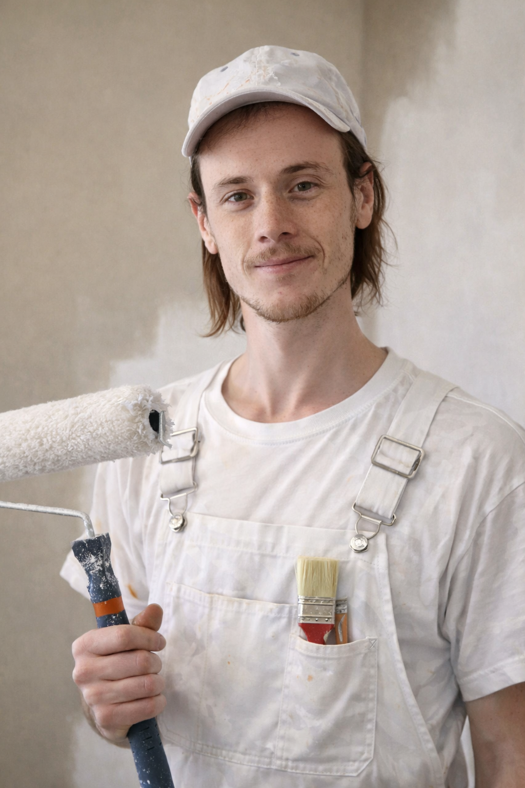 A man dressed in a futuristic space suit against a space background.