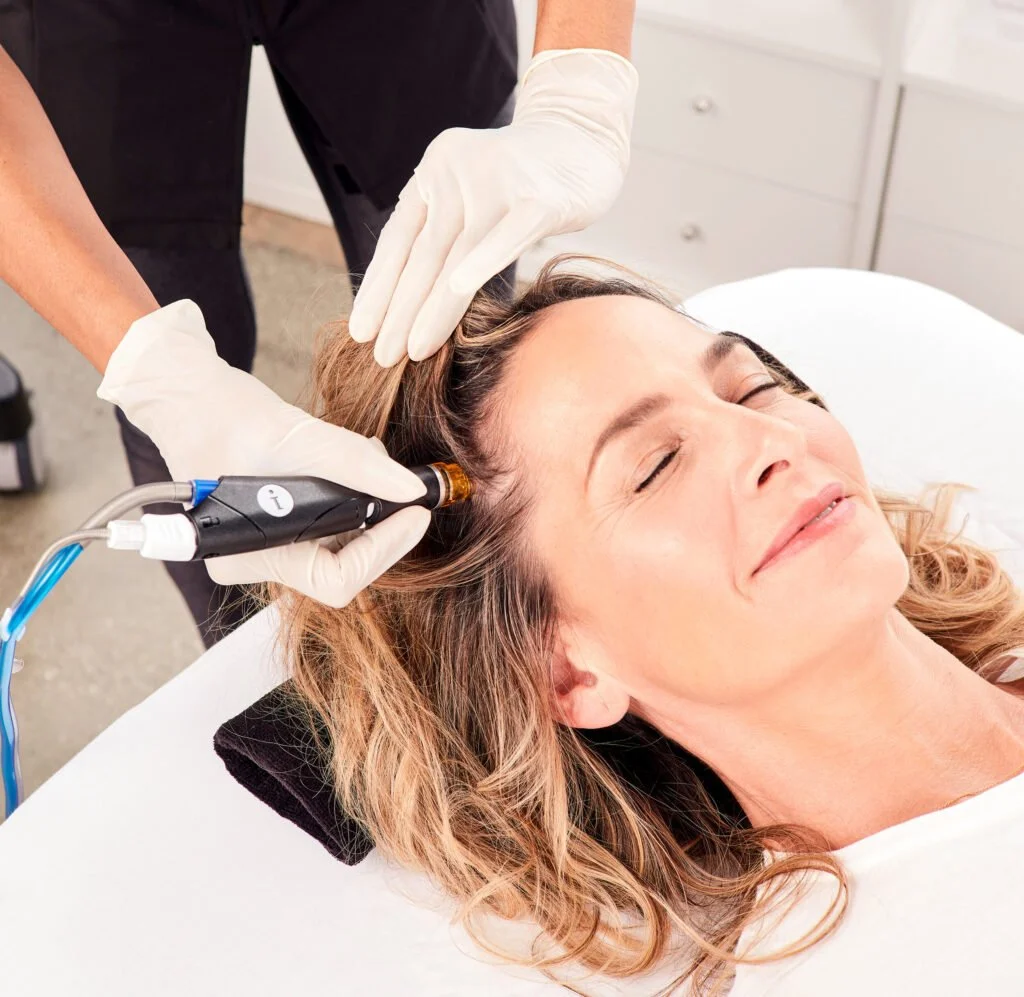 HydraFacial™ Keravive Scalp Treatment A "facial for the scalp" designed to detoxify and nourish. This treatment extracts impurities and unclogs follicles while infusing the scalp with a proprietary blend of biomimetic growth factors and skin proteins