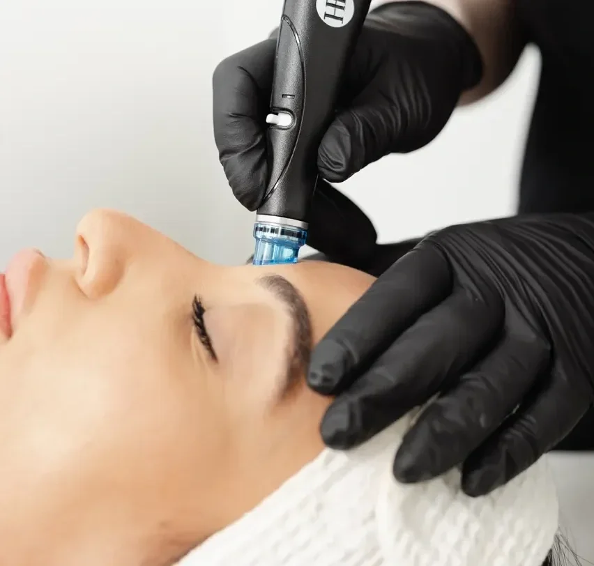 a women enjoys hydrafacial treatment, glow skin