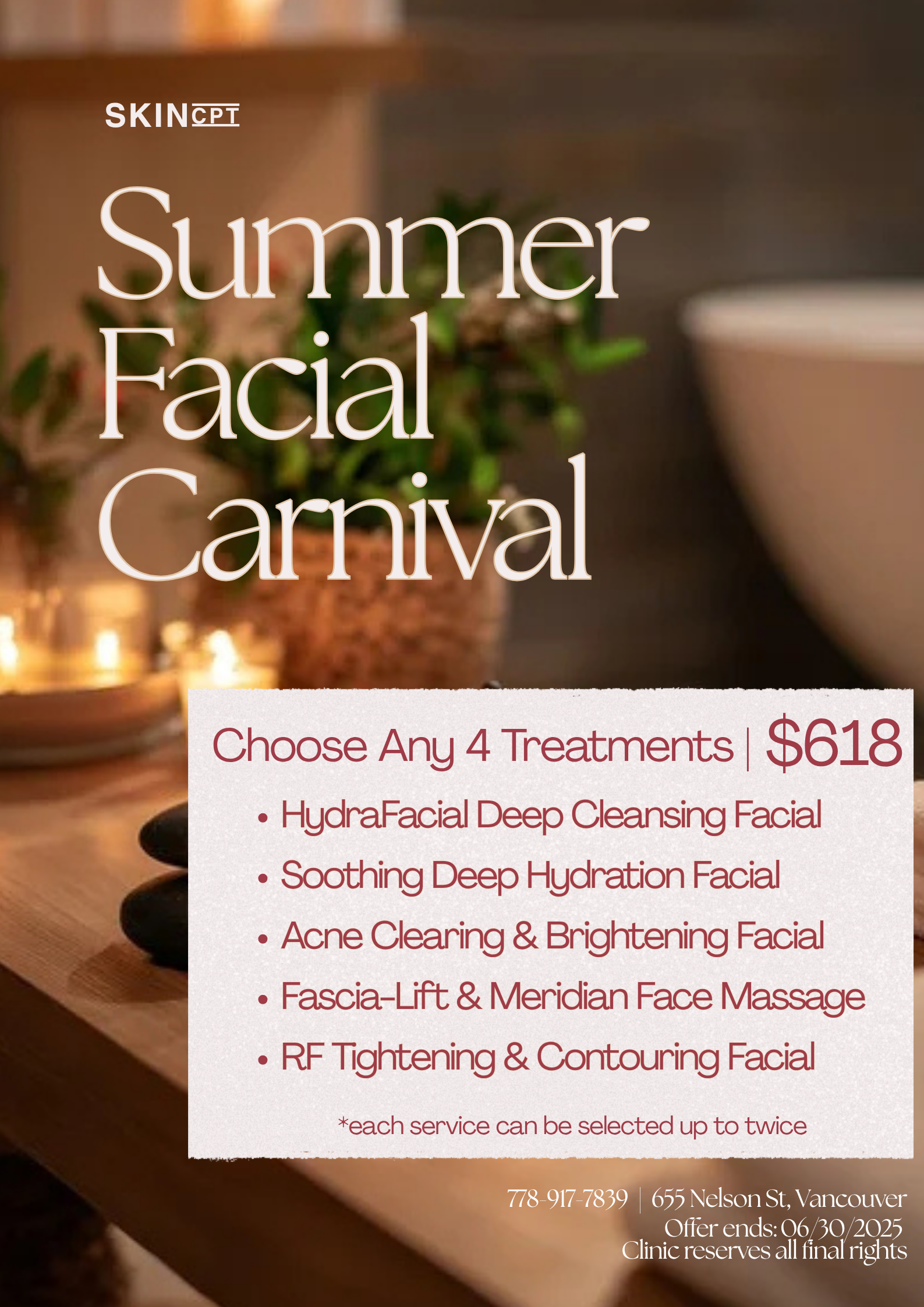 skincpt offers facial promotion that you can choose 4 out of 5