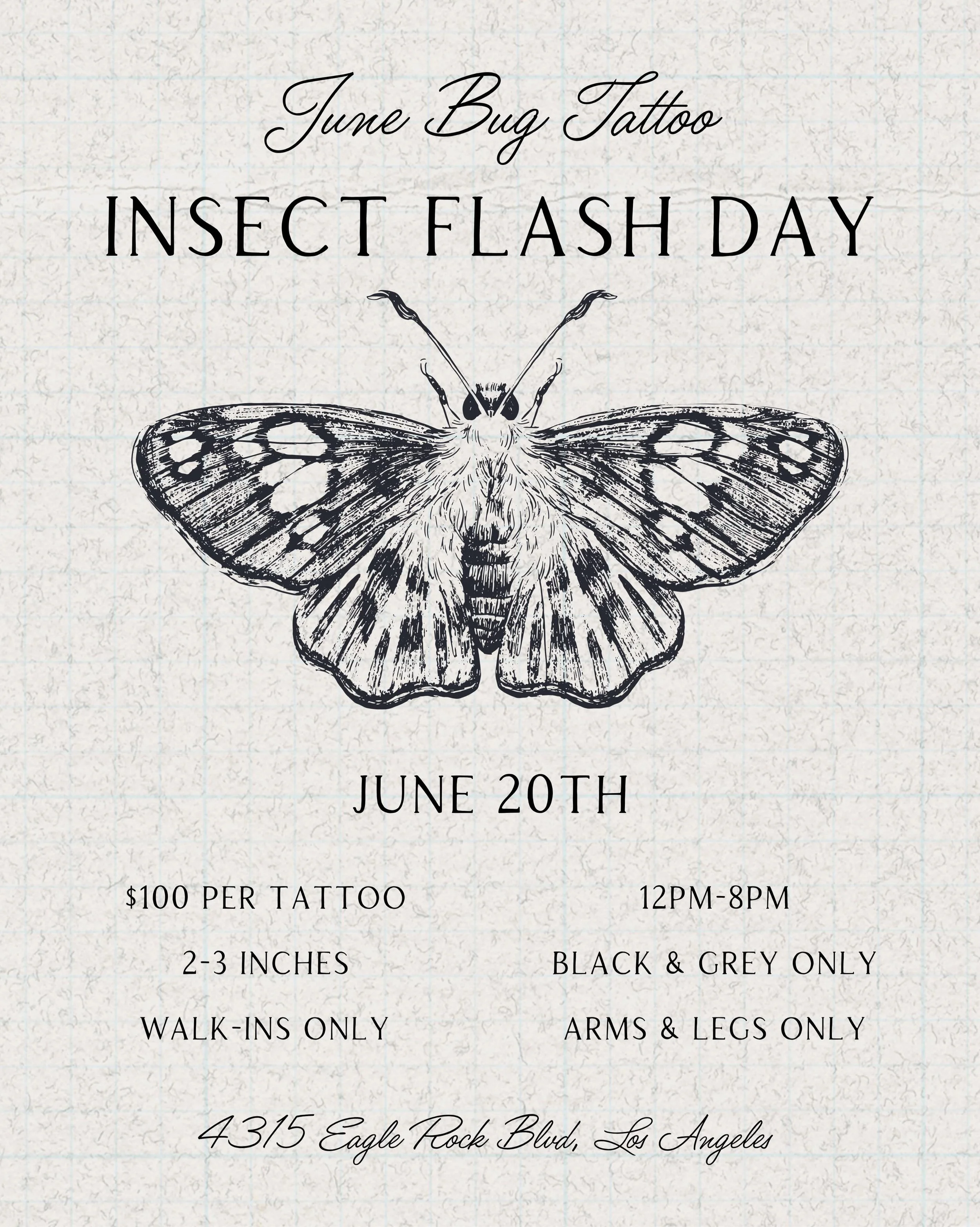 Guess what? Its Bug day again!  It&rsquo;s here!
We have so much flash for it this year, old and new. Please come, come early and come ready for bugs 🐛

#insectflashtattoo #flashday #flashtattoos #junebugtattoo
