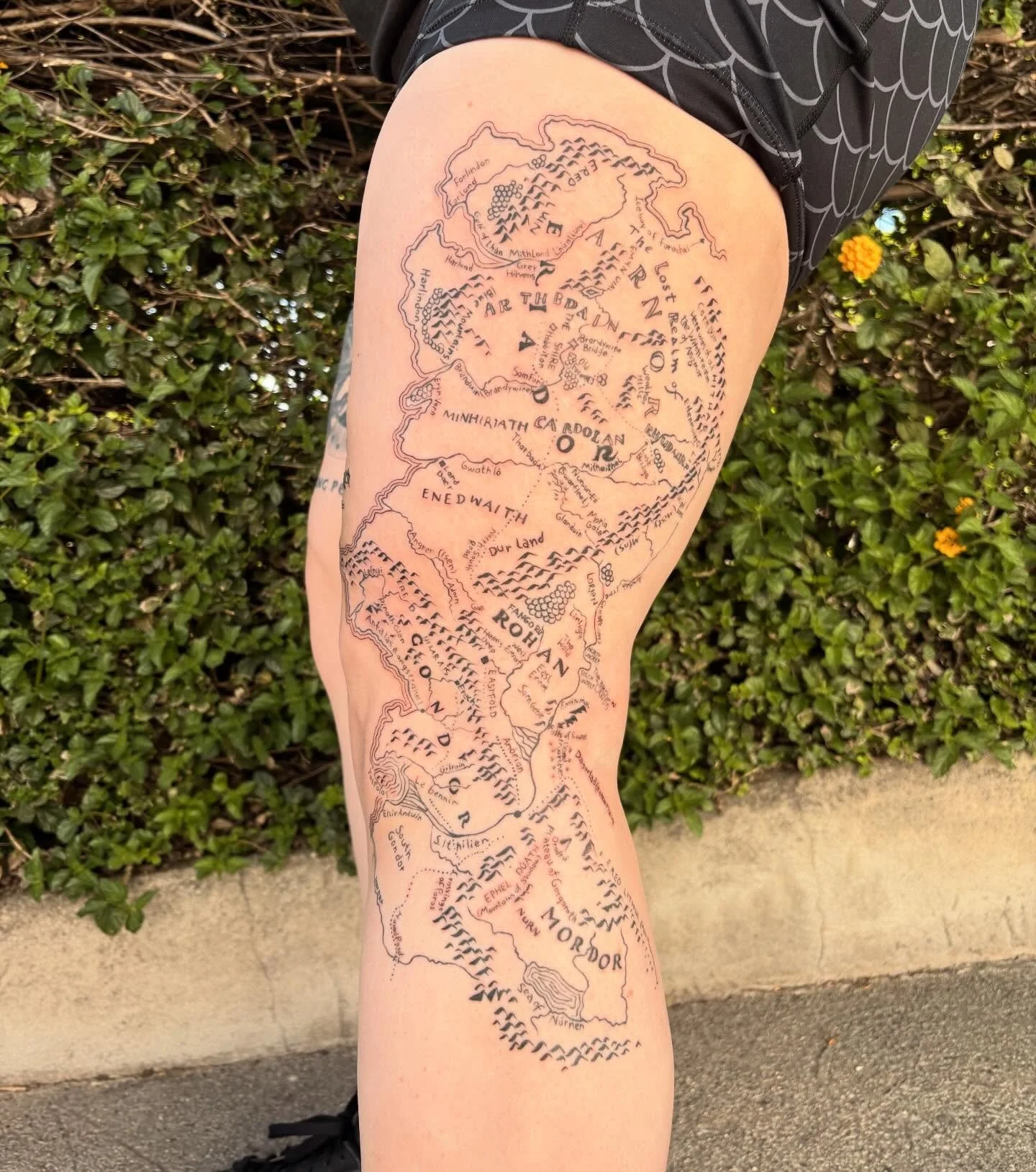 Middle earth map by me @hellzbellzink. Ill never not be squealing to do a LOTR tattoo just saying. 🥰