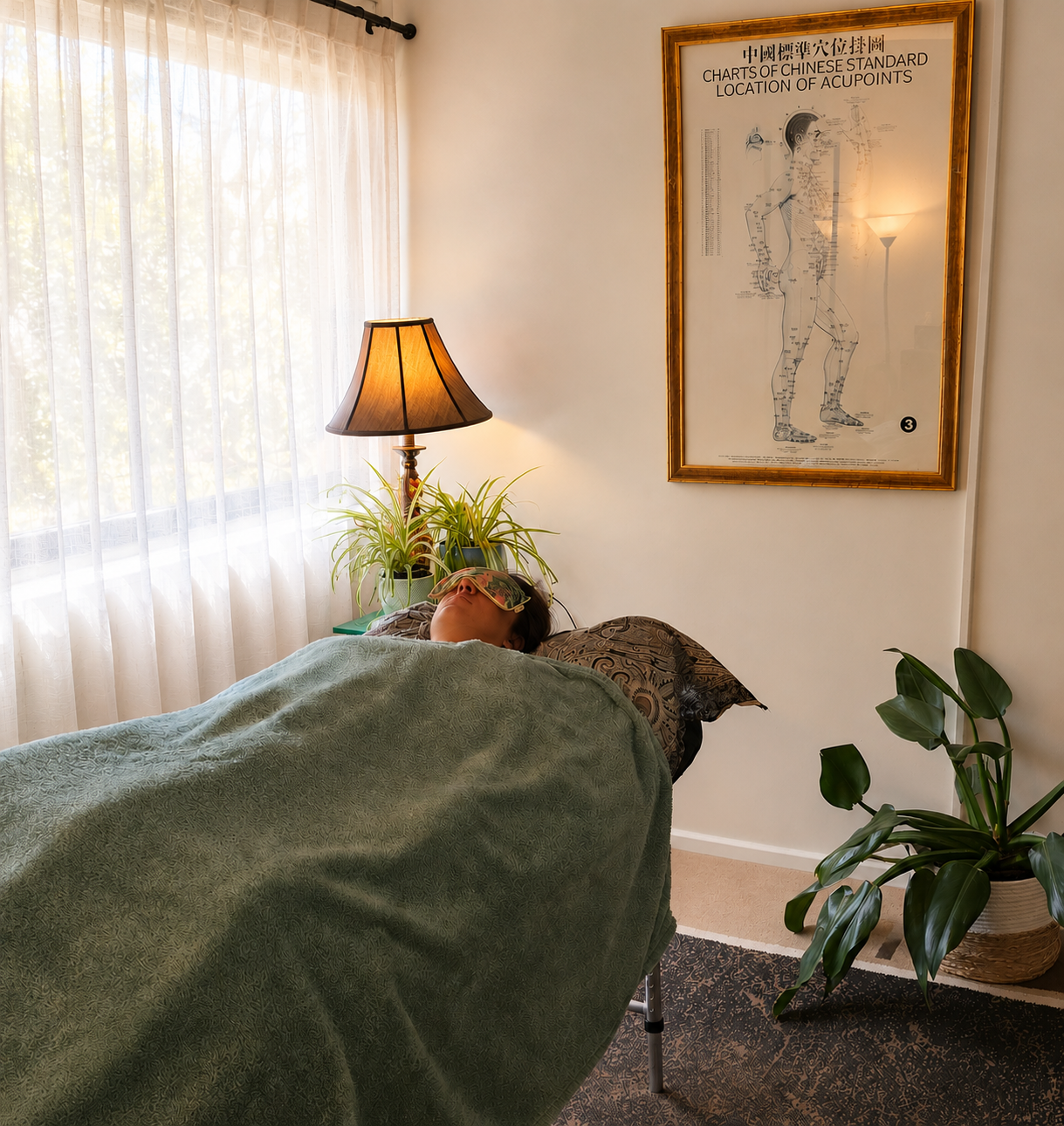 Calm relaxing acupuncture treatment room at Acupuncture Sanctuary in Dunsborough