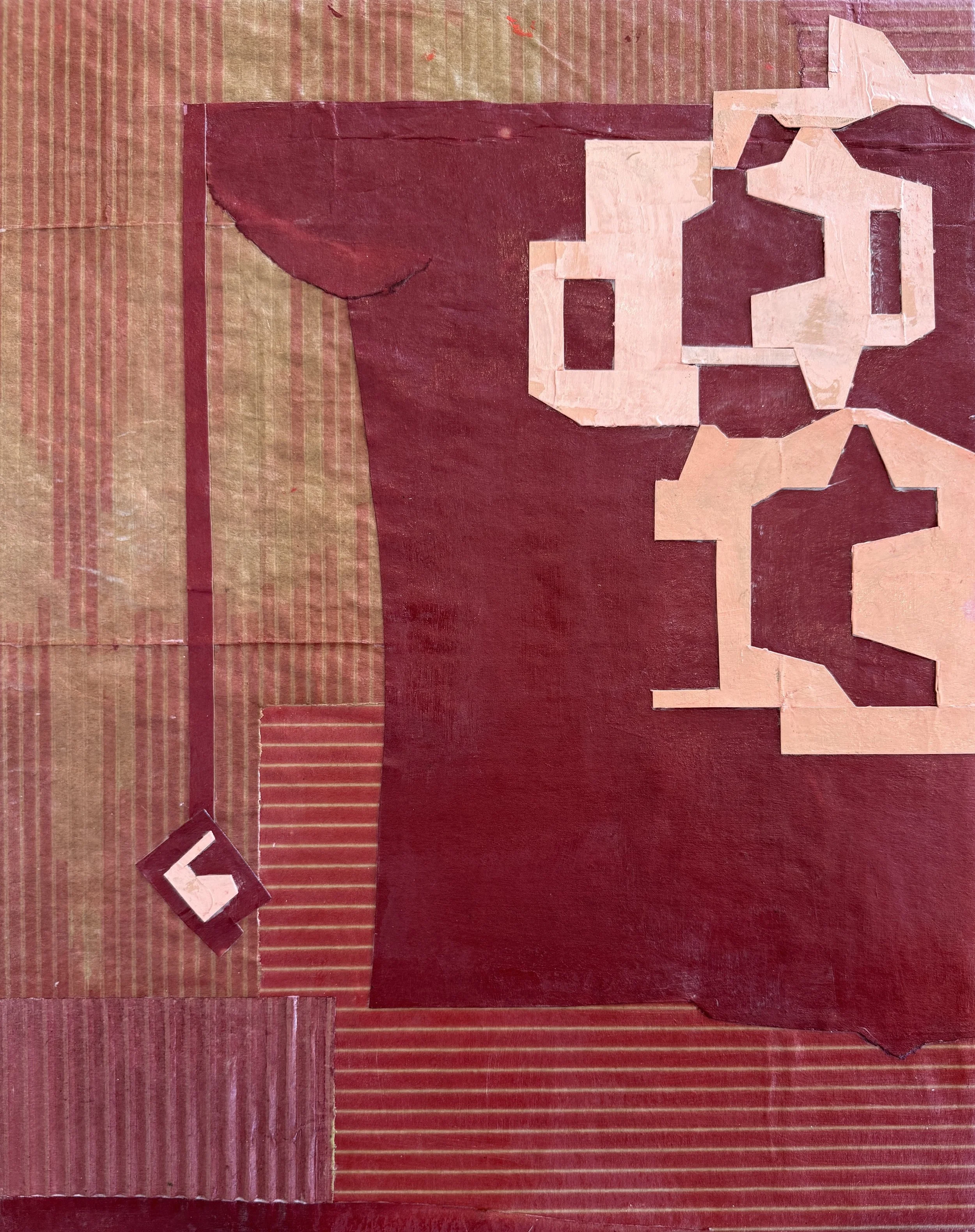 A Tight Bunch, Cargo  Acrylic, Dye, Cardboard, Archival Adhesive on Canvas, 16 x 20 x 1.5"