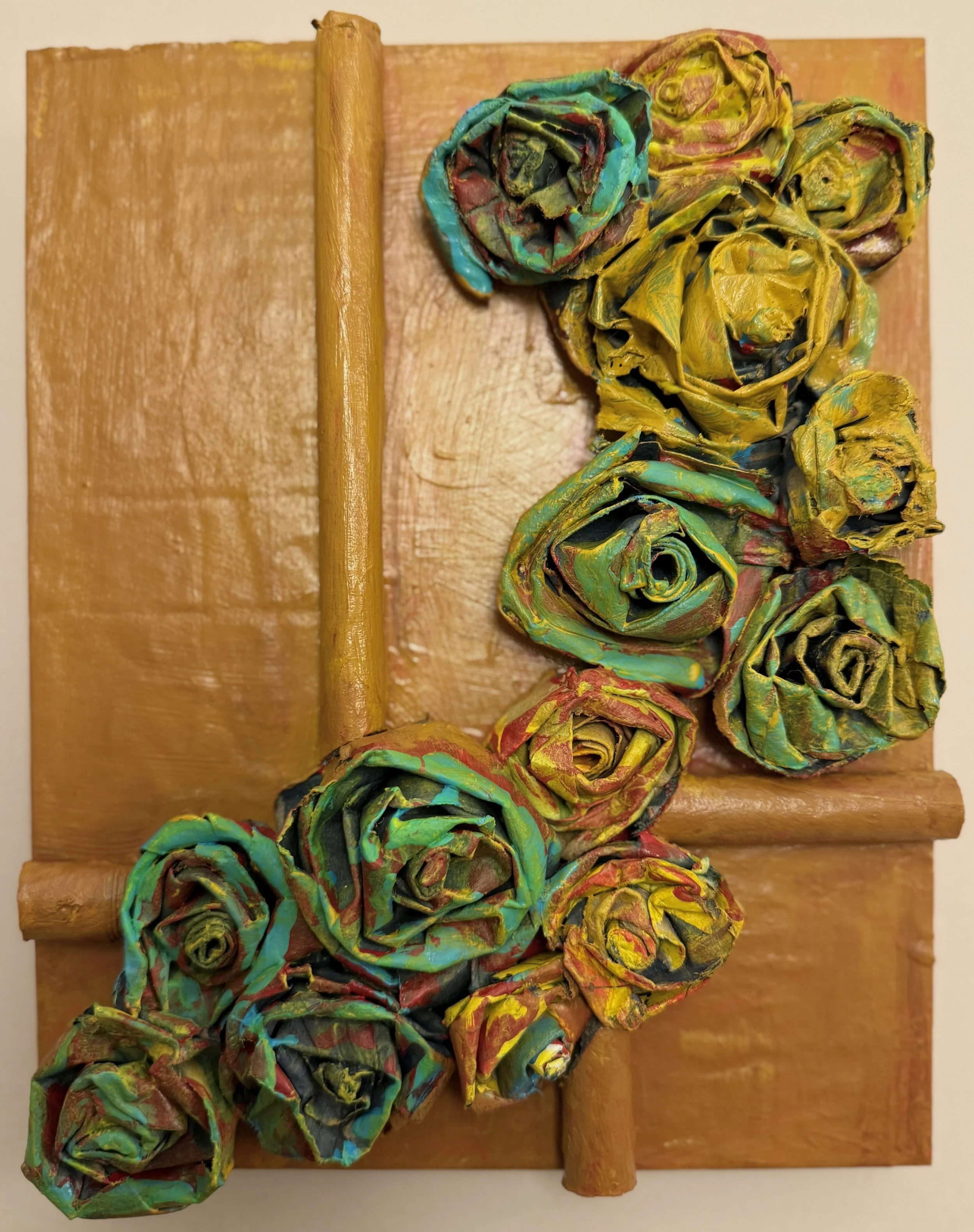 A Tight Bunch 7
 
Dye, Cardboard, Adhesive & Acrylic on Board
 
8 x 10 x 2 in.