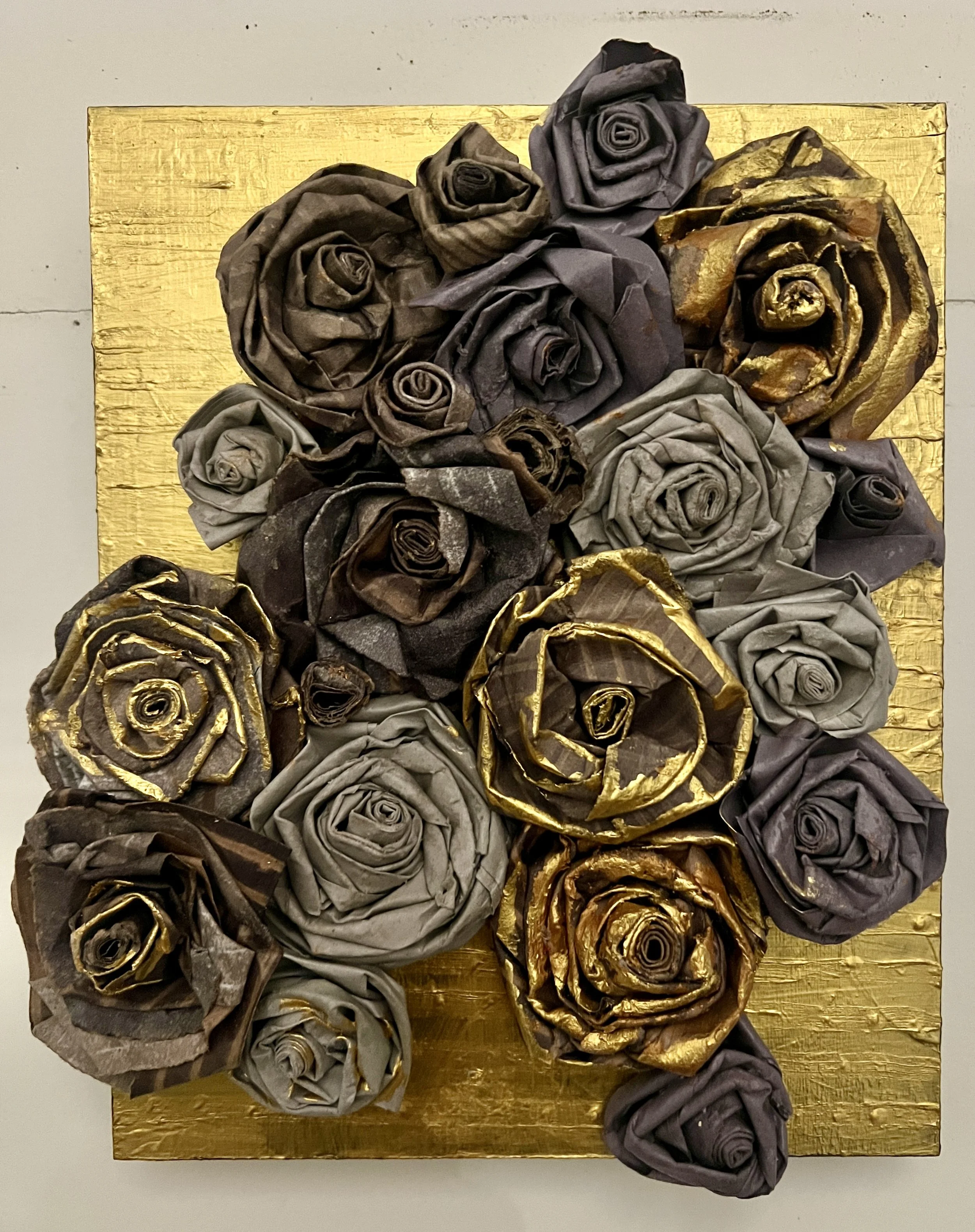 A Tight Bunch 3
 
Dye, Cardboard, Acrylic & Adhesive on Board
 
8 x 10 x 2 in