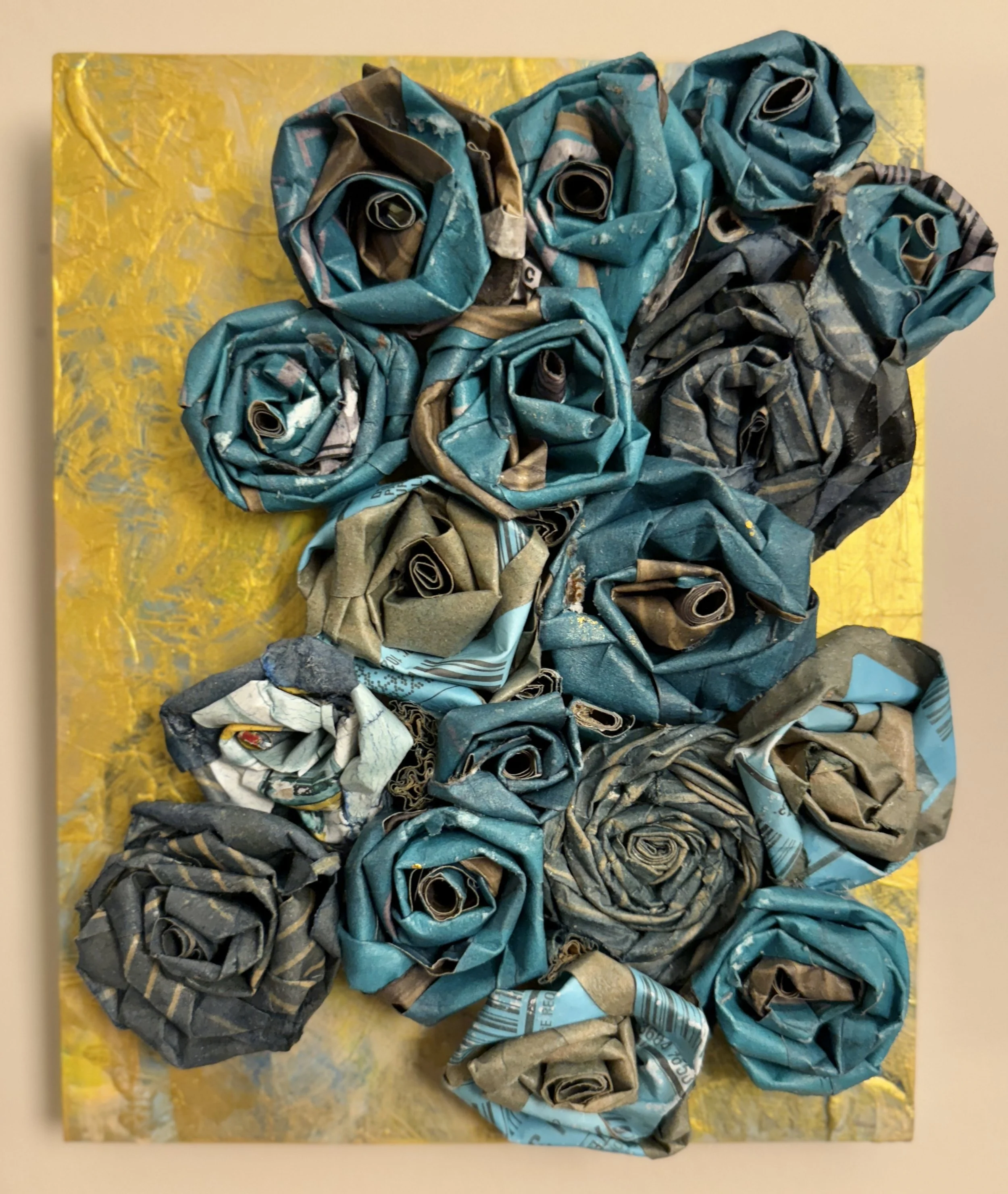 A Tight Bunch 6
 
Dye, Cardboard, Adhesive & Acrylic on Board
 
8 x 10 x 2 in