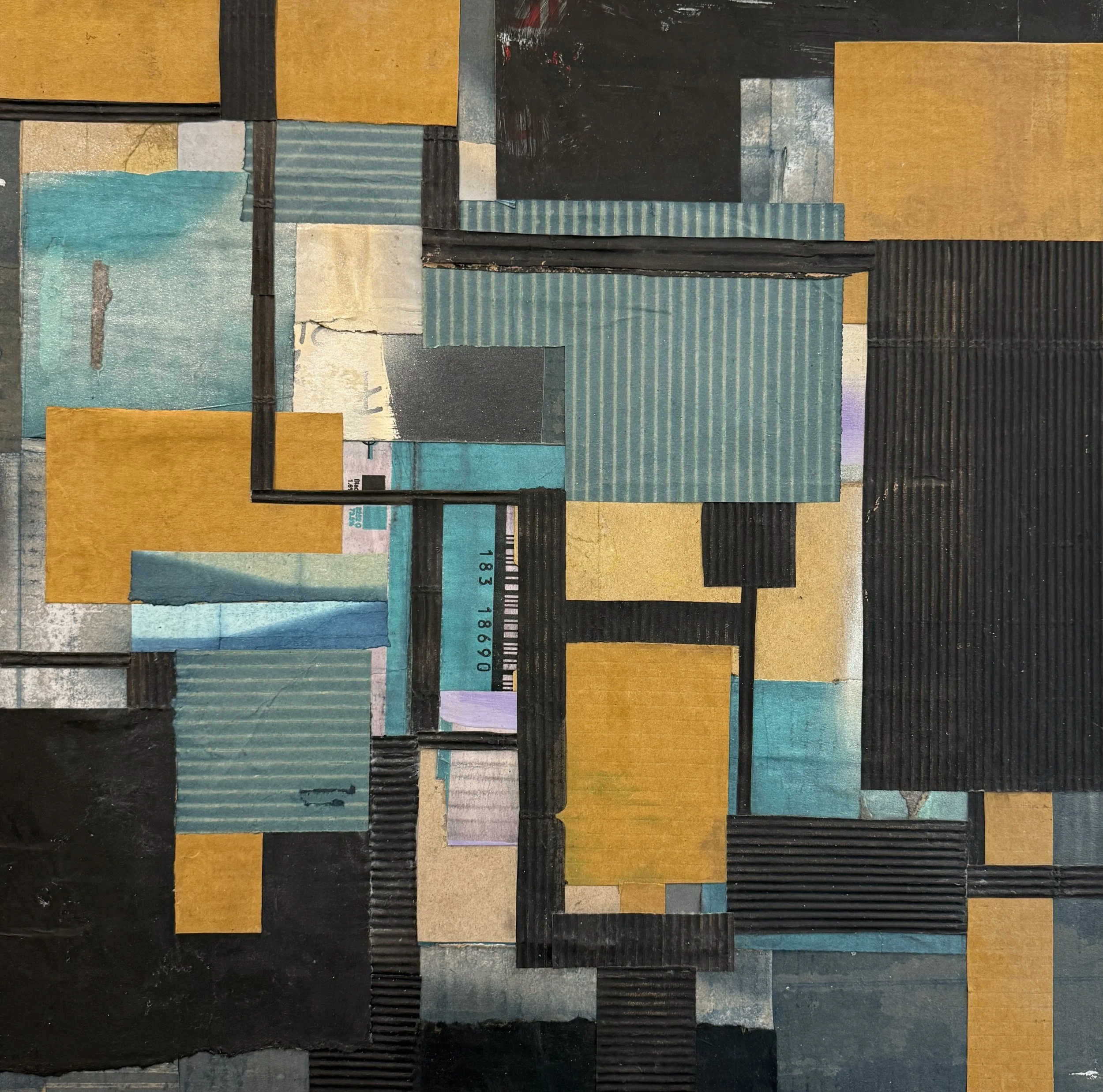 A Tight Bunch, 11  Dye, Cardboard, Acrylic, Archival Adhesive on Canvas, 20 x 20 x .75"