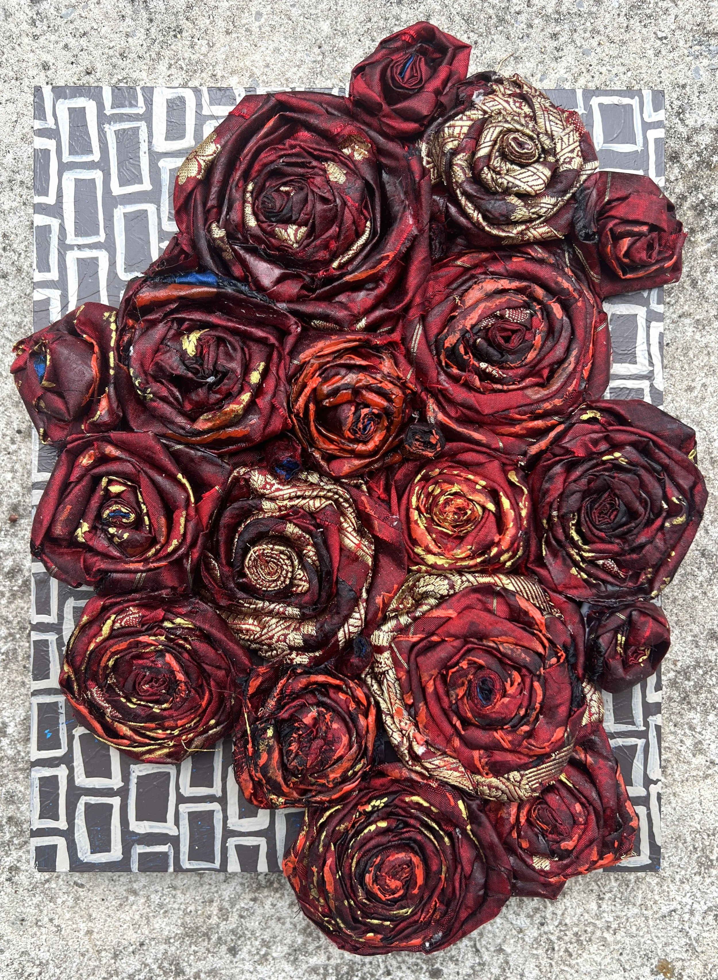 A Tight Bunch 5
 
Silk, Adhesive & Acrylic on Board
 
8 x 10 x 2 in