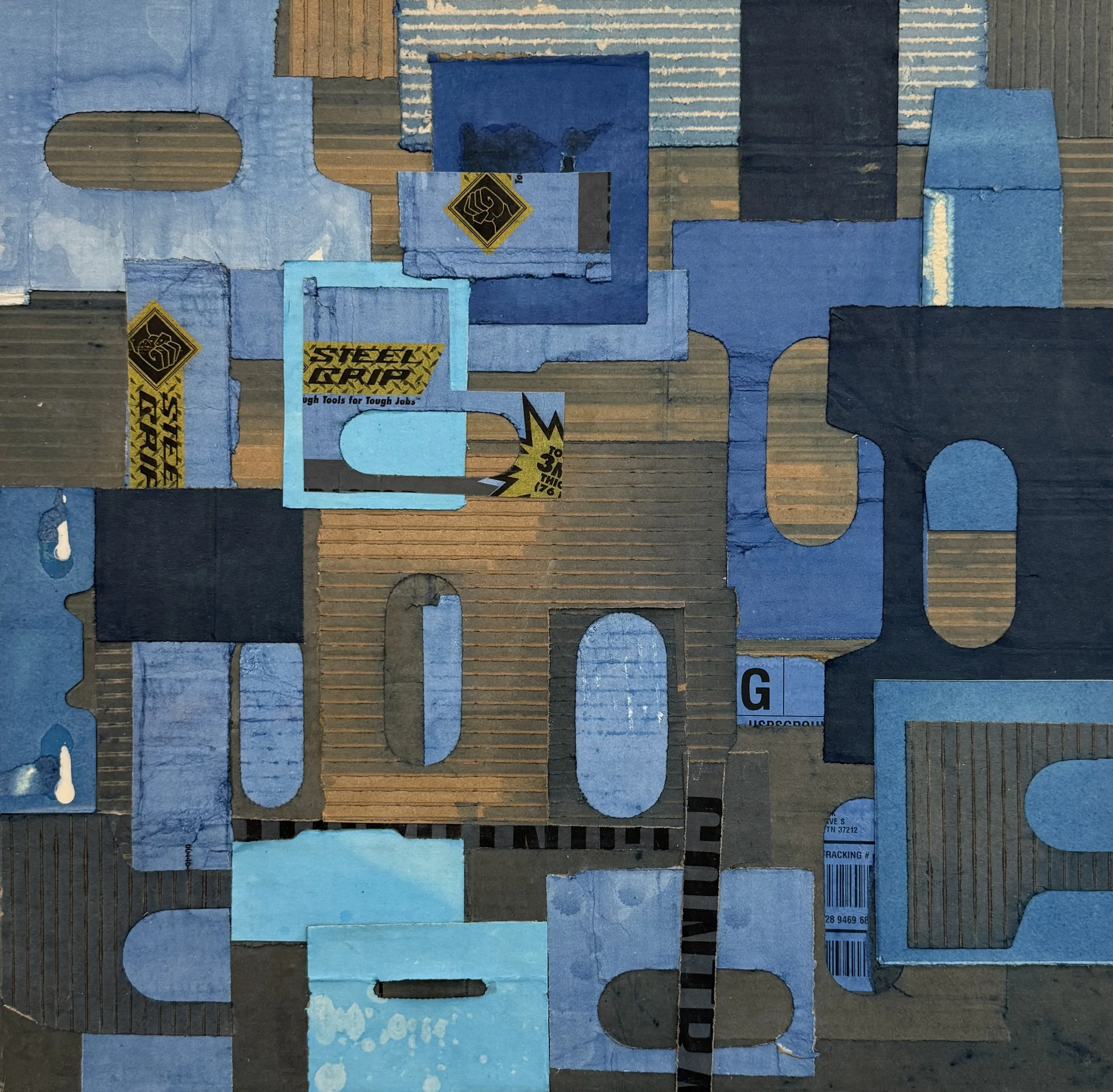 A Tight Bunch, 14  Dye, Cardboard, Acrylic, Archival Adhesive on Canvas, 20 x 20 x .75"