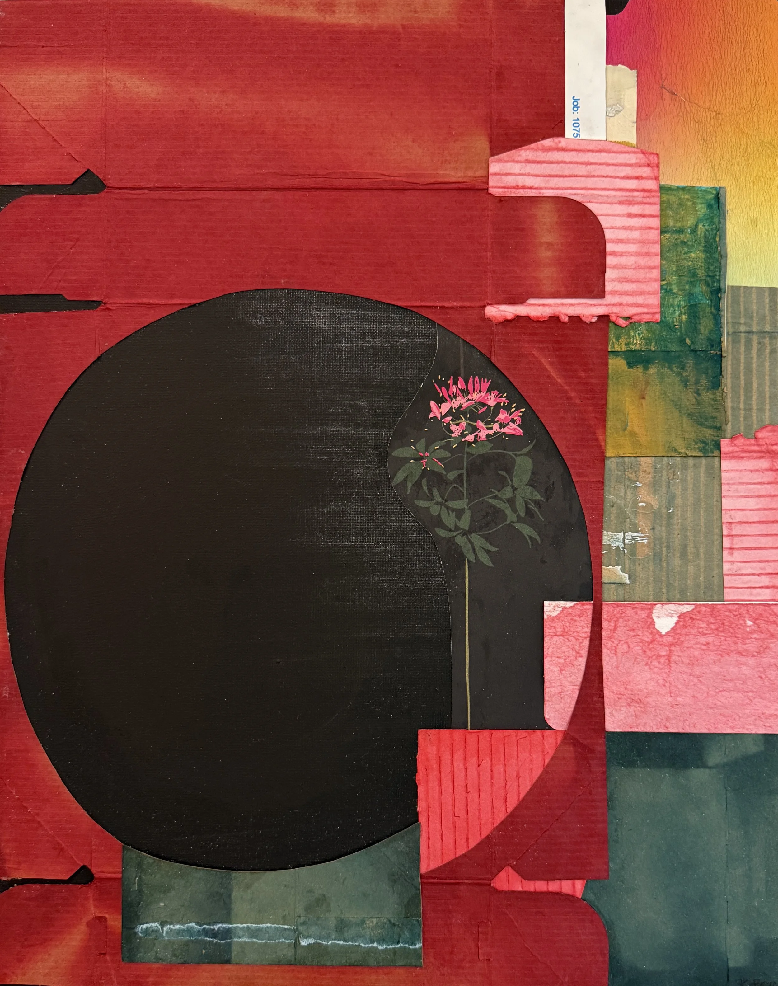 A Tight Bunch, 16  Acrylic, Dye, Cardboard, Vinyl, Archival Adhesive on, Canvas 16 x 20 x 1.5"