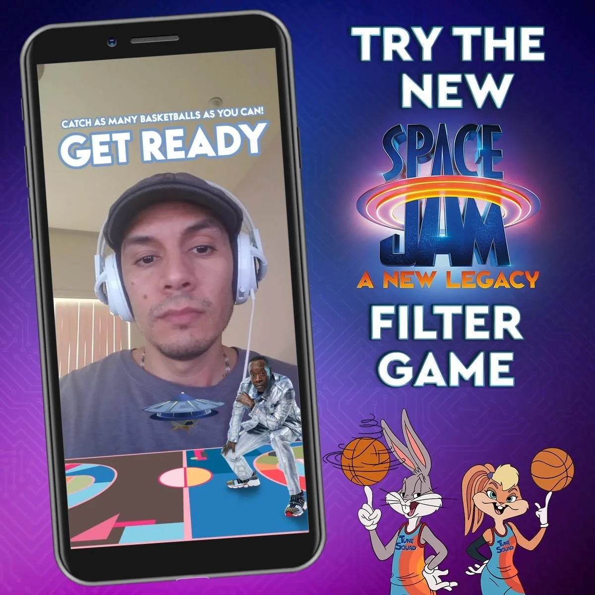 This was a Instagram filter game for Space Jam movie.
