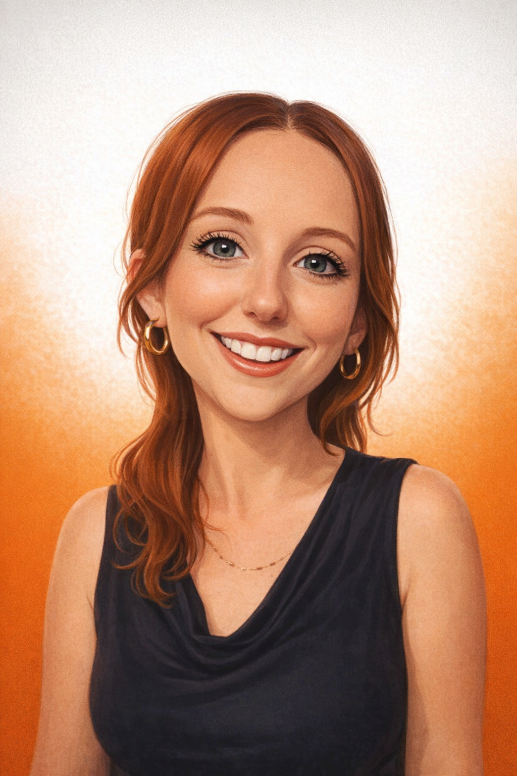 Kirsten Samuels Better Care Operations Manager. She has orange hair, with a warm smile and gold hoop earrings. She is wearing a black top. 