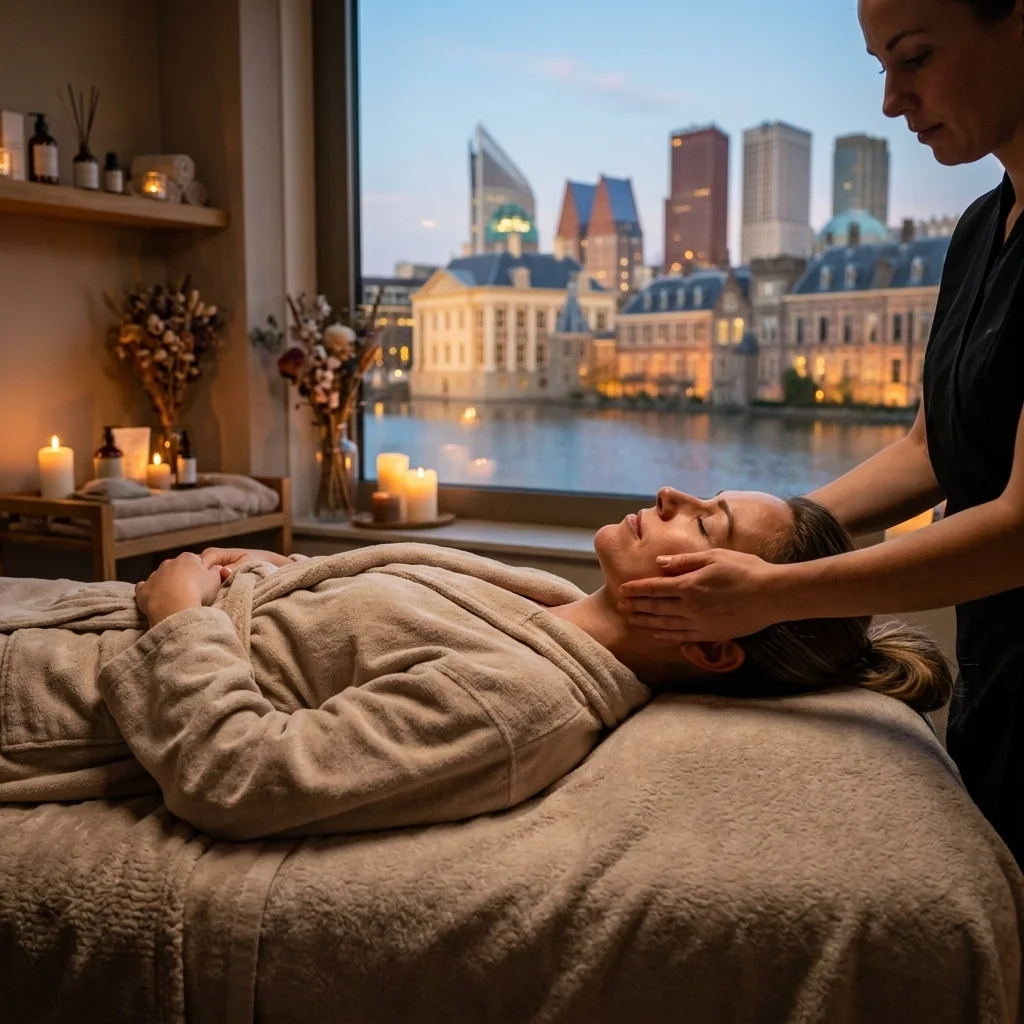 vrouw die gezichtsmassage krijgt in den haag