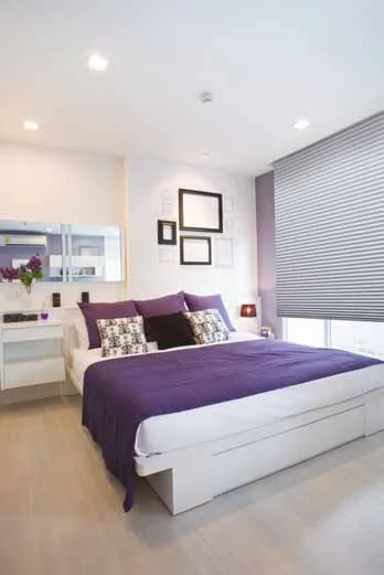 Pleated blinds in bedroom