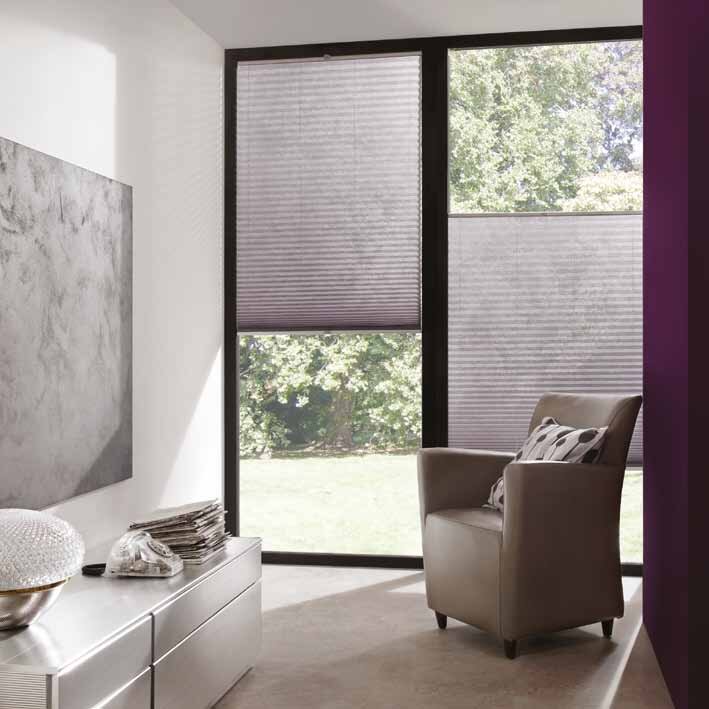 Grey Top-line pleated blinds