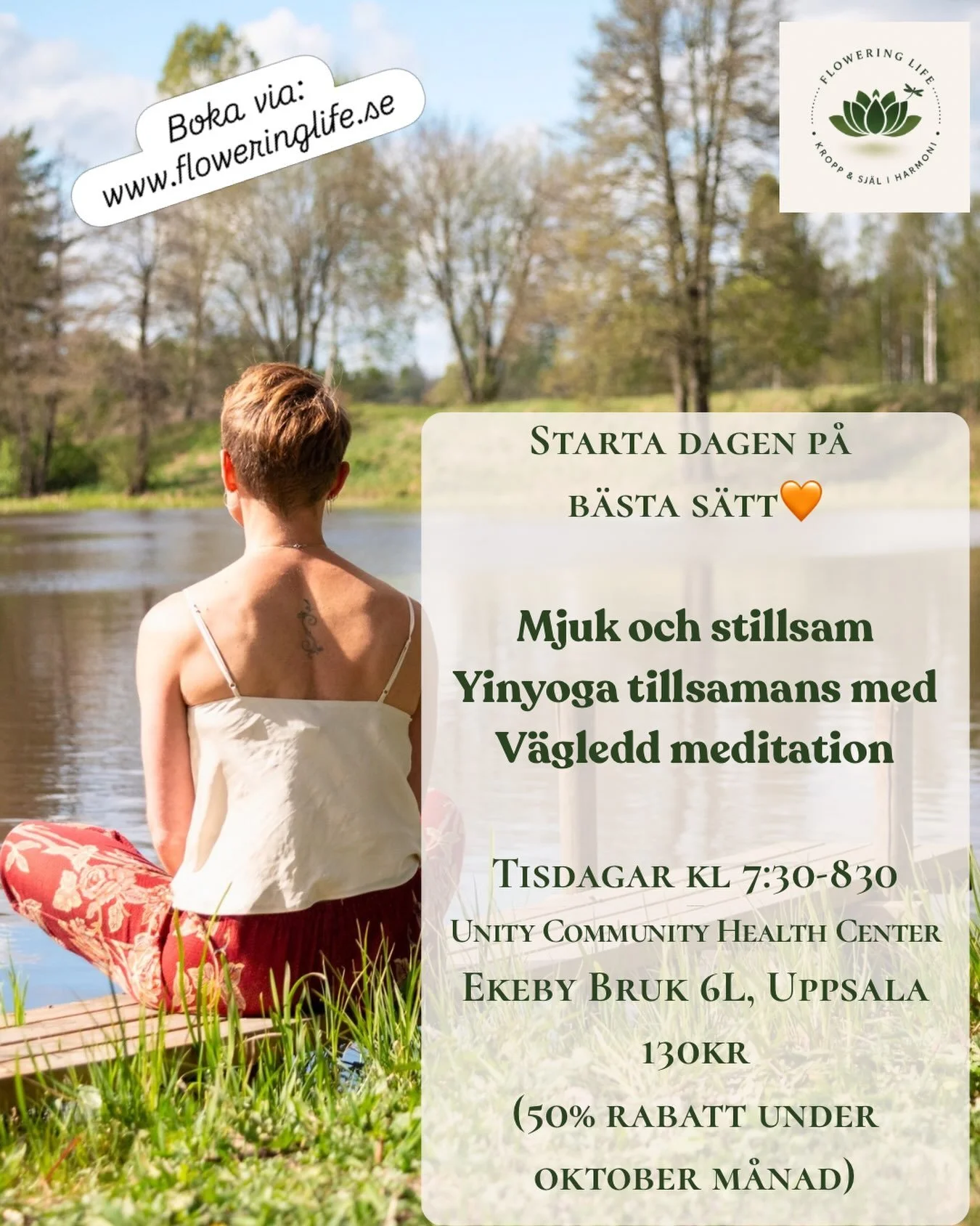 Starta dagen med mjukhet f&ouml;r b&aring;de kropp och sj&auml;l🧘

Mjuk och stillsam Yinyoga tillsamans med
V&auml;gledd meditation

📆Tisdagar kl 7:30-8:30
📍Unity Community Health Center
Ekeby Bruk 6L, Uppsala 
💵 130kr (50% rabatt under oktober m