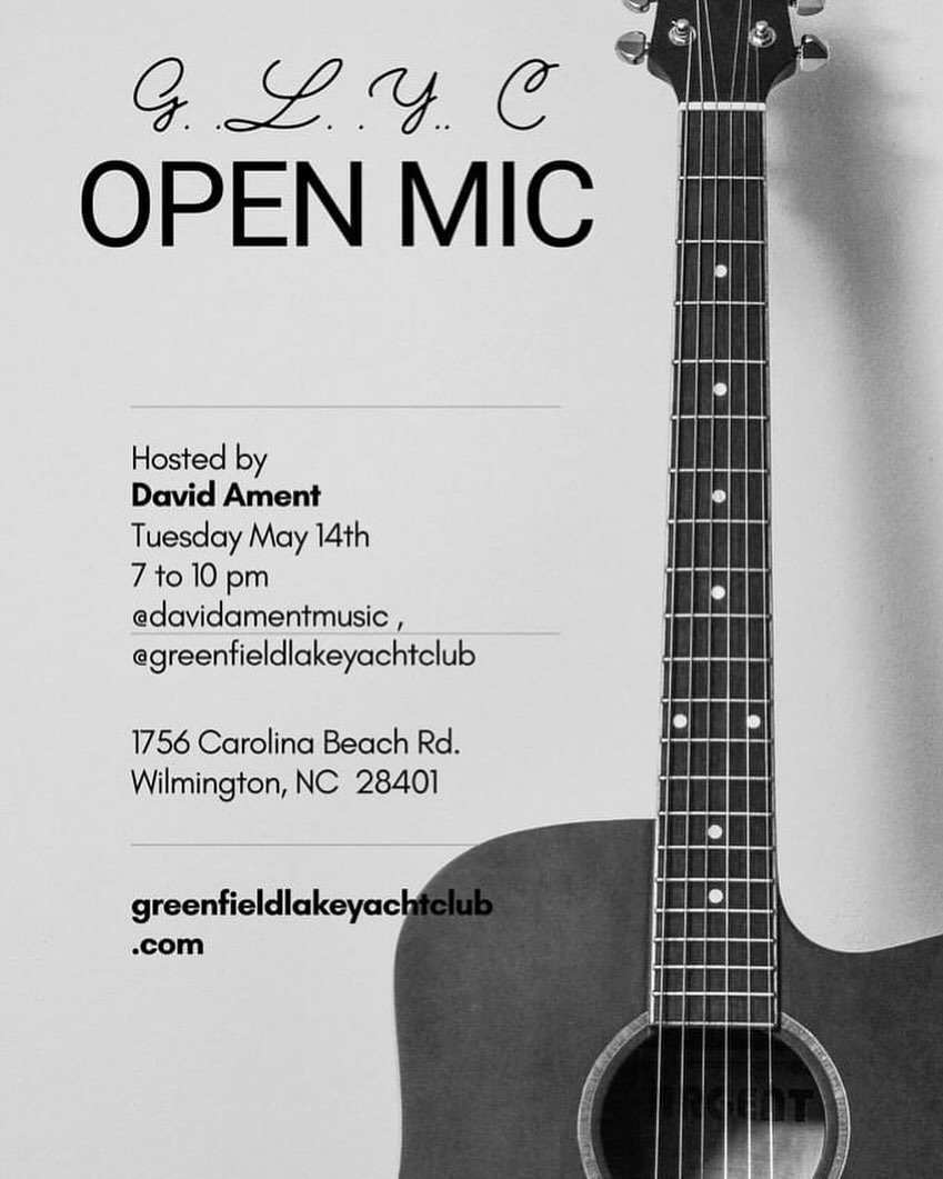 TONIGHT

Open Mic w/ host @davidamentmusic 

7pm-10pm. All musical acts welcome!

🐊🐊🐊

https://www.greenfieldlakeyachtclub.com/

#livemusic #localmusic #wilmington #wilmingtonnc #ncartists #wilmingtonnorthcarolina #northcarolina #downtownwilmingto