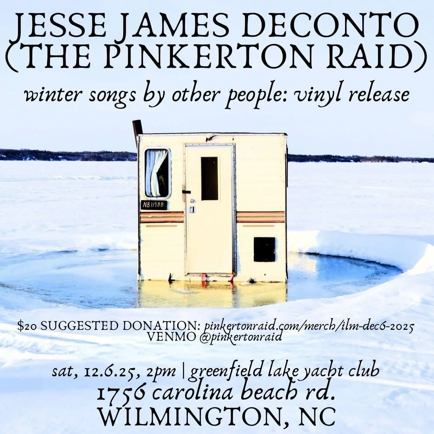 TODAY w/ @jessejamesdeconto of @thepinkertonraid 

On Saturday, December 6, Greenfield Lake Yacht Club will host Jesse&rsquo;s solo show to celebrate the vinyl release of JAGGED VACANCE: Winter Songs by Other People.

Hear Jesse&rsquo;s dreamy origin