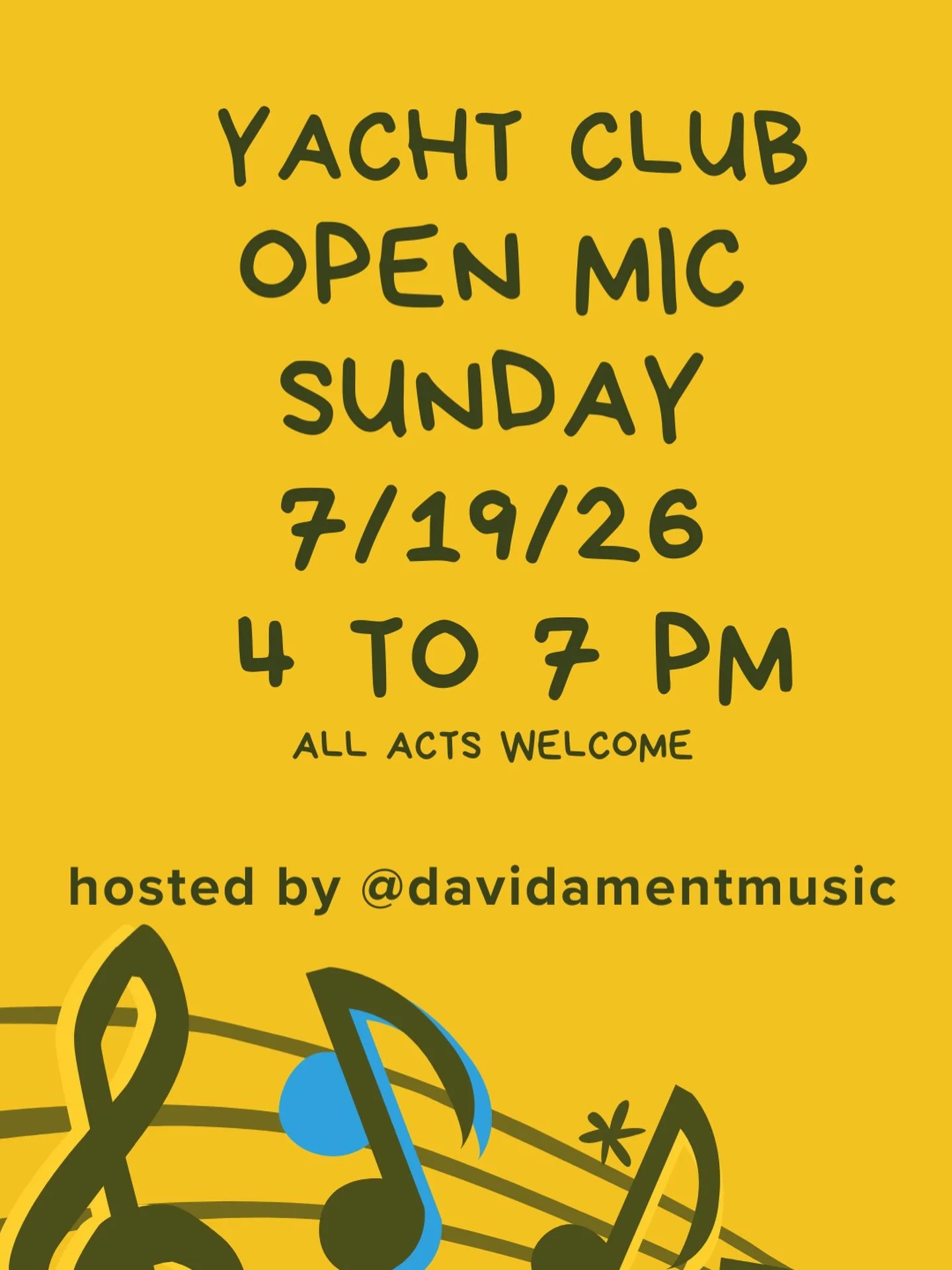 TONIGHT

Open Mic Night w/ @davidamentmusic 

4pm-7pm. All musical acts welcome!