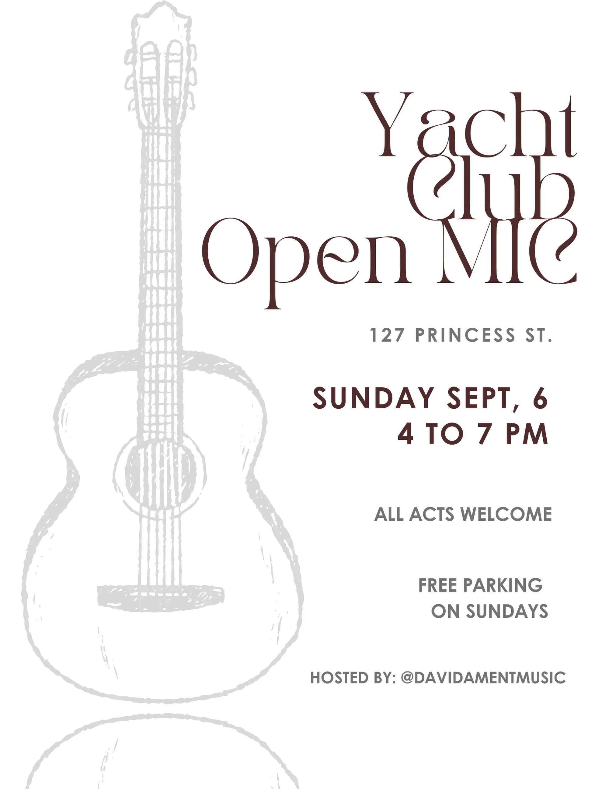 TONIGHT

Join us for Open Mic Night w/ @davidamentmusic 

4pm-7pm. All acts welcome!