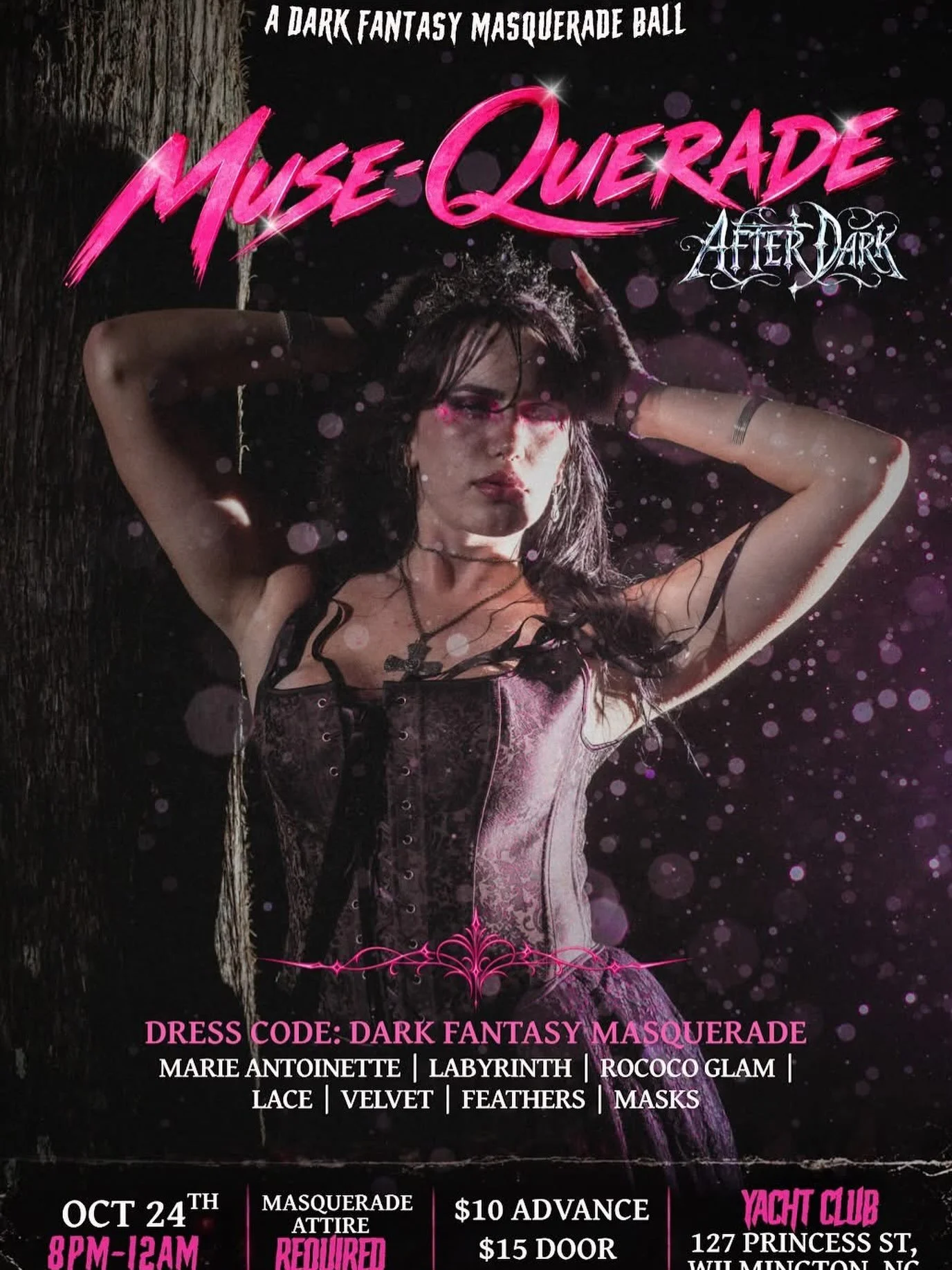 THIS SATURDAY

MUSE-QUERADE: AFTER DARK

A dark glam masquerade ball inspired by the 80s, The Lost Boys, Labyrinth, and gothic fantasy.

Dress up, grab a drink, dance, take photos at our After Dark set, enter the costume contest, and win giveaways an
