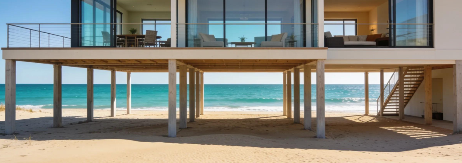 house on pilings on the beach in Long Beach Island