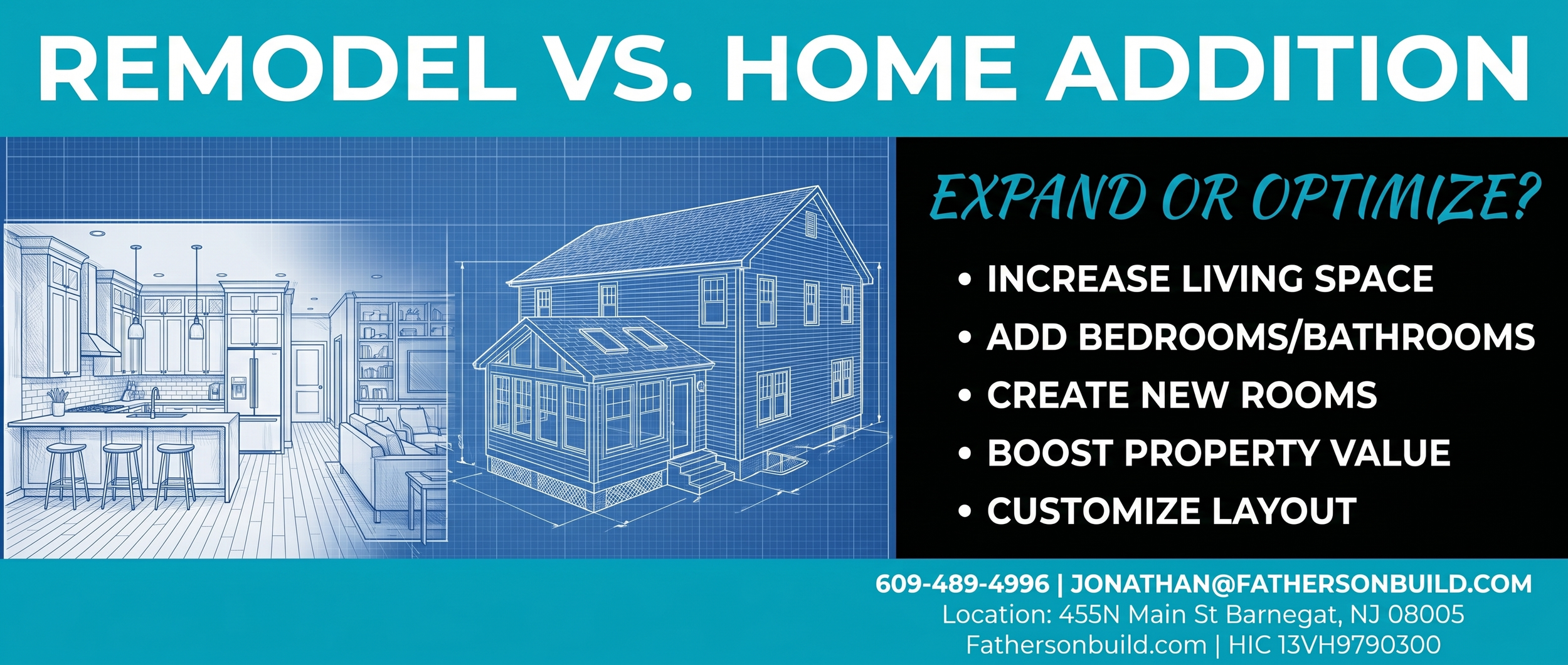 graphic image showing text that says "Remodel vs. Home Addition"