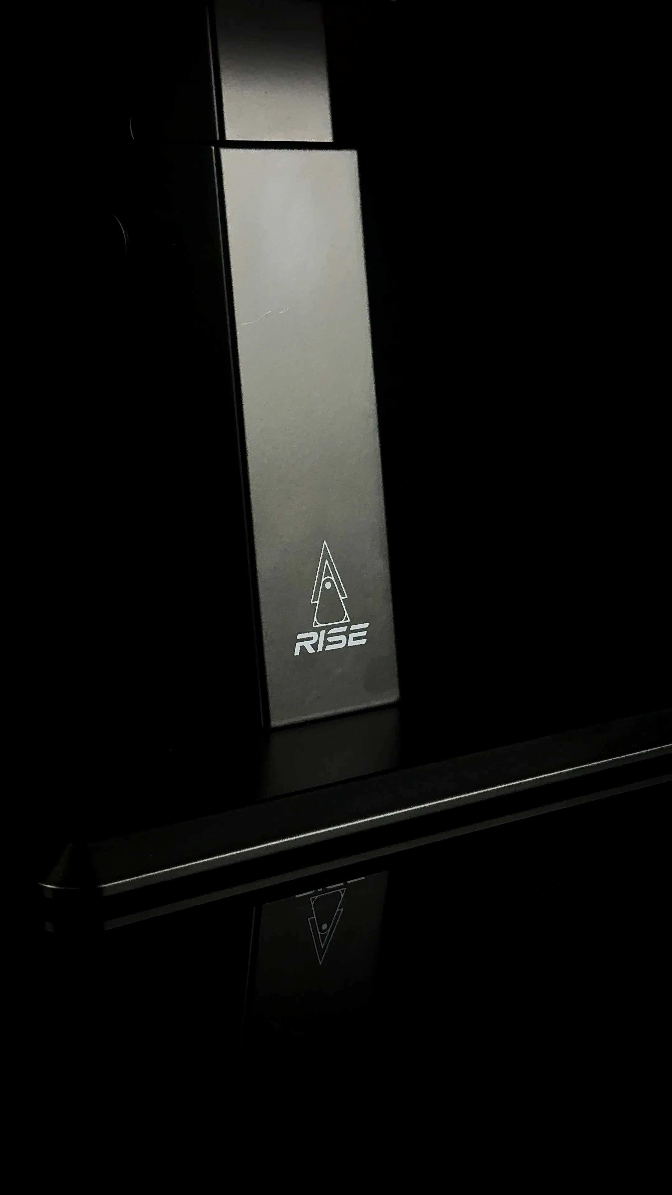 Close-up of the powder-coated metal column on a Rise Audio studio monitor stand