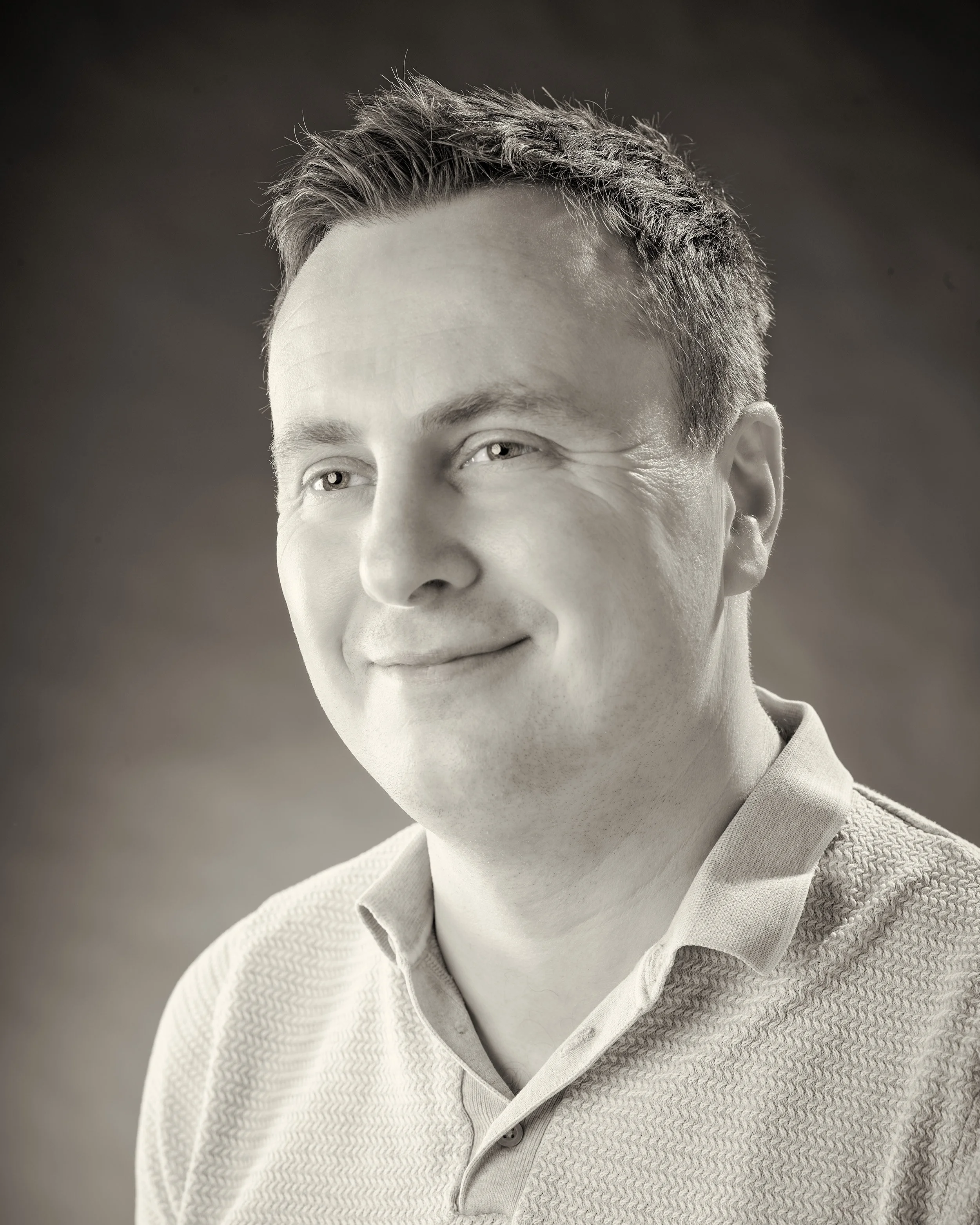Black and white photograph of Matt Jones, Exterior 3D Artist at White Crow Studios