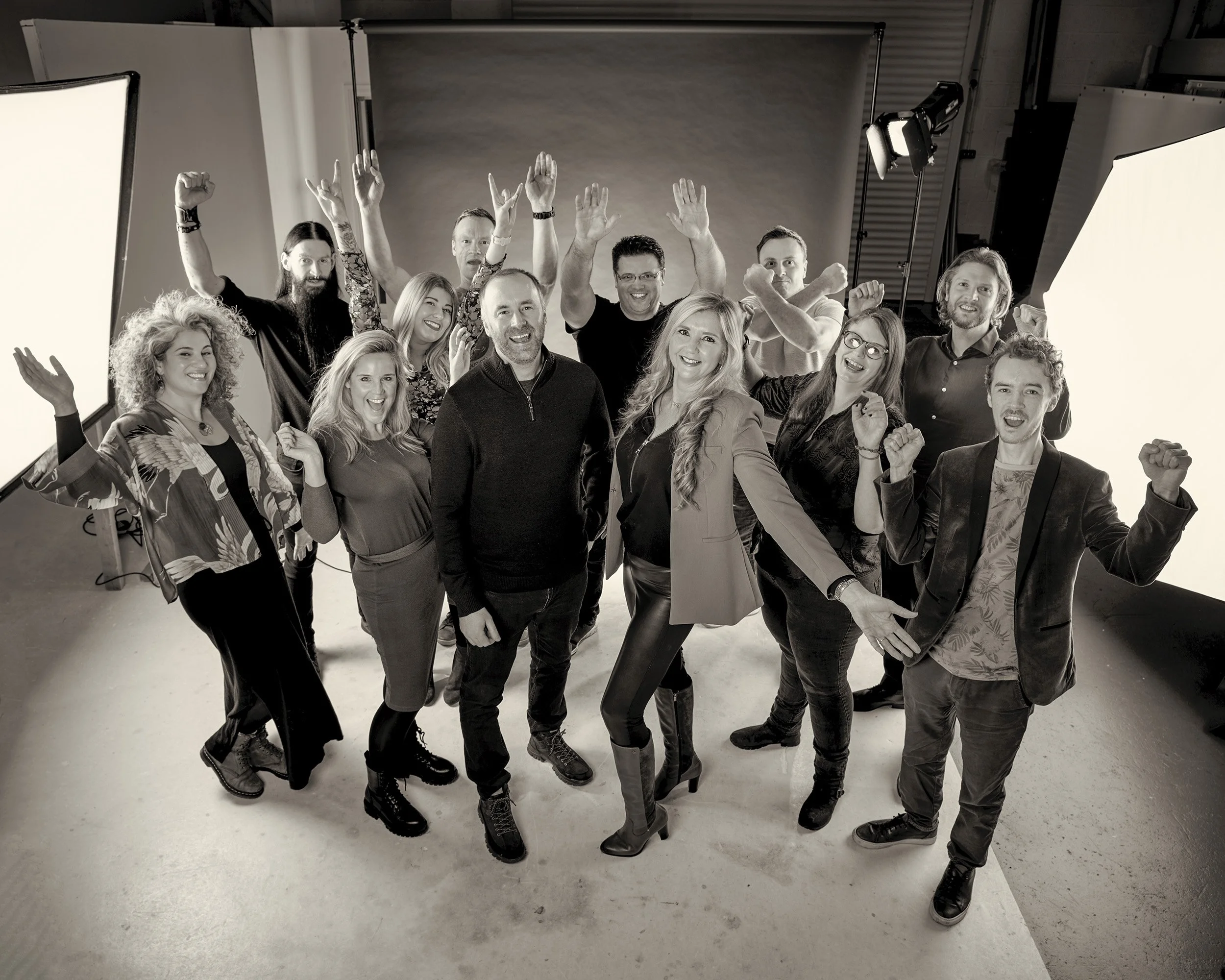 Photograph of the Team at White Crow Studios Celebrating the 10th Anniversary of the Business